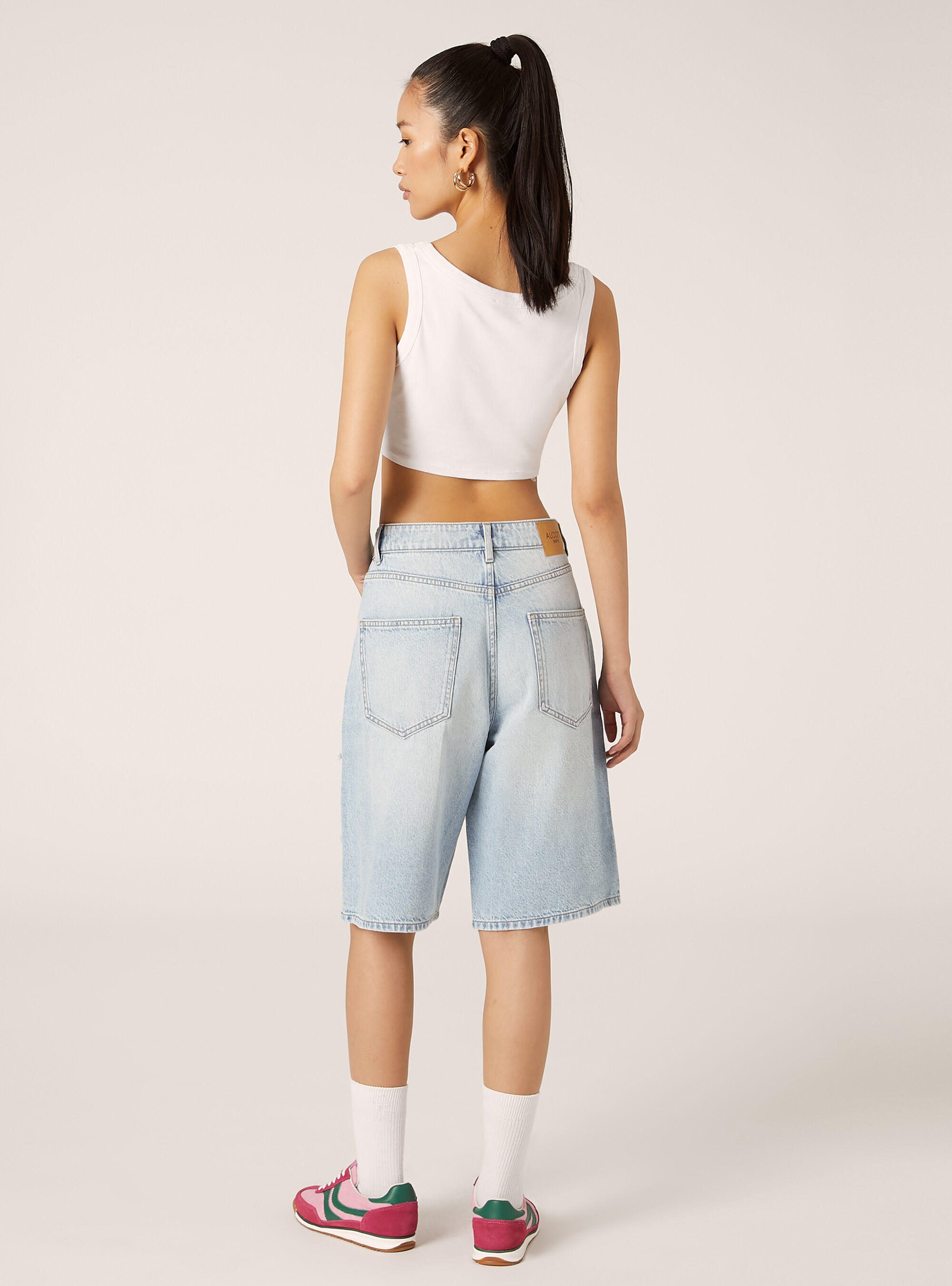 Denim Bermuda Shorts with Breaks, D006 AZURE