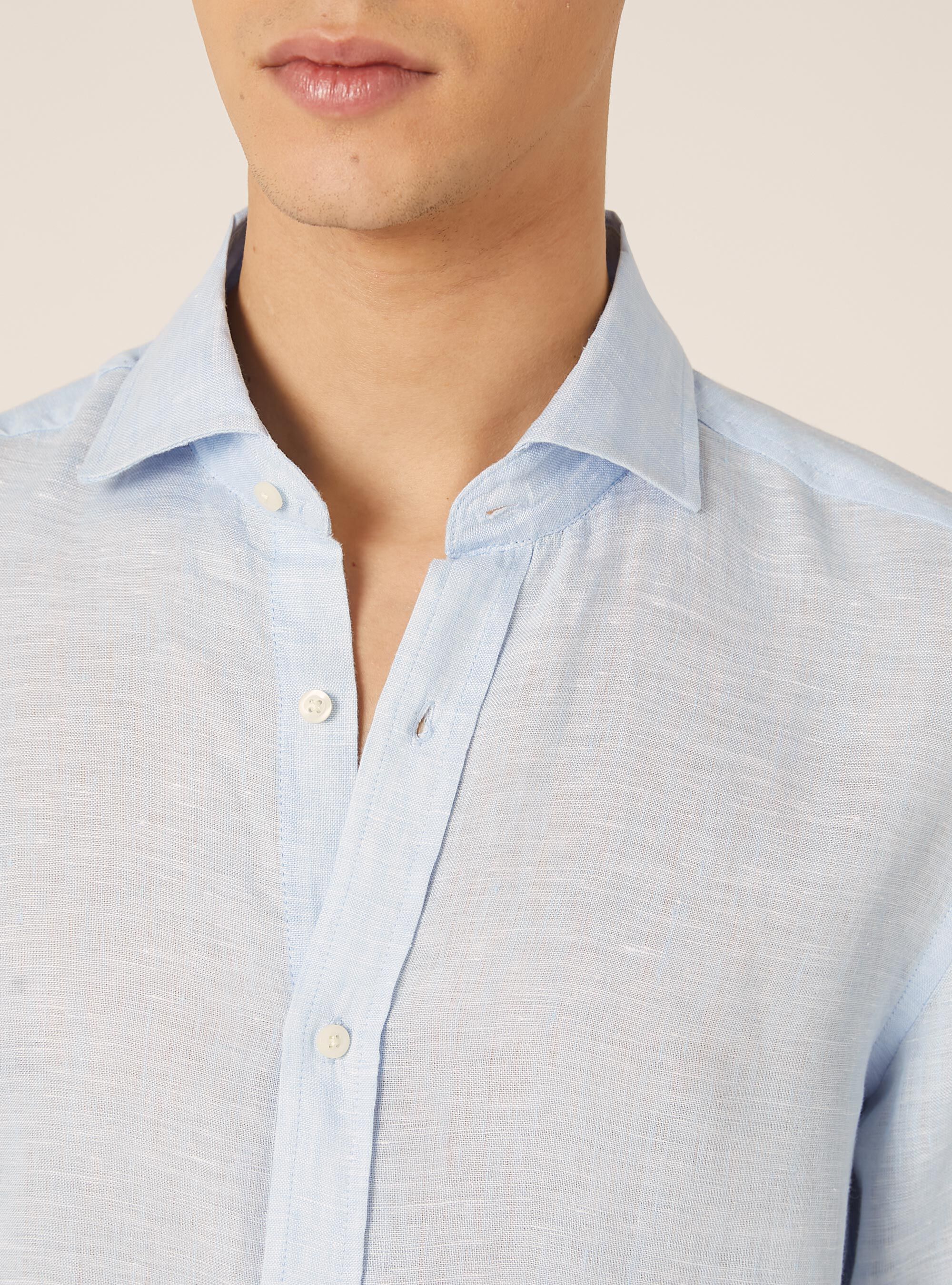 Camicia basica in lino, AZ3 AZURE LIGHT