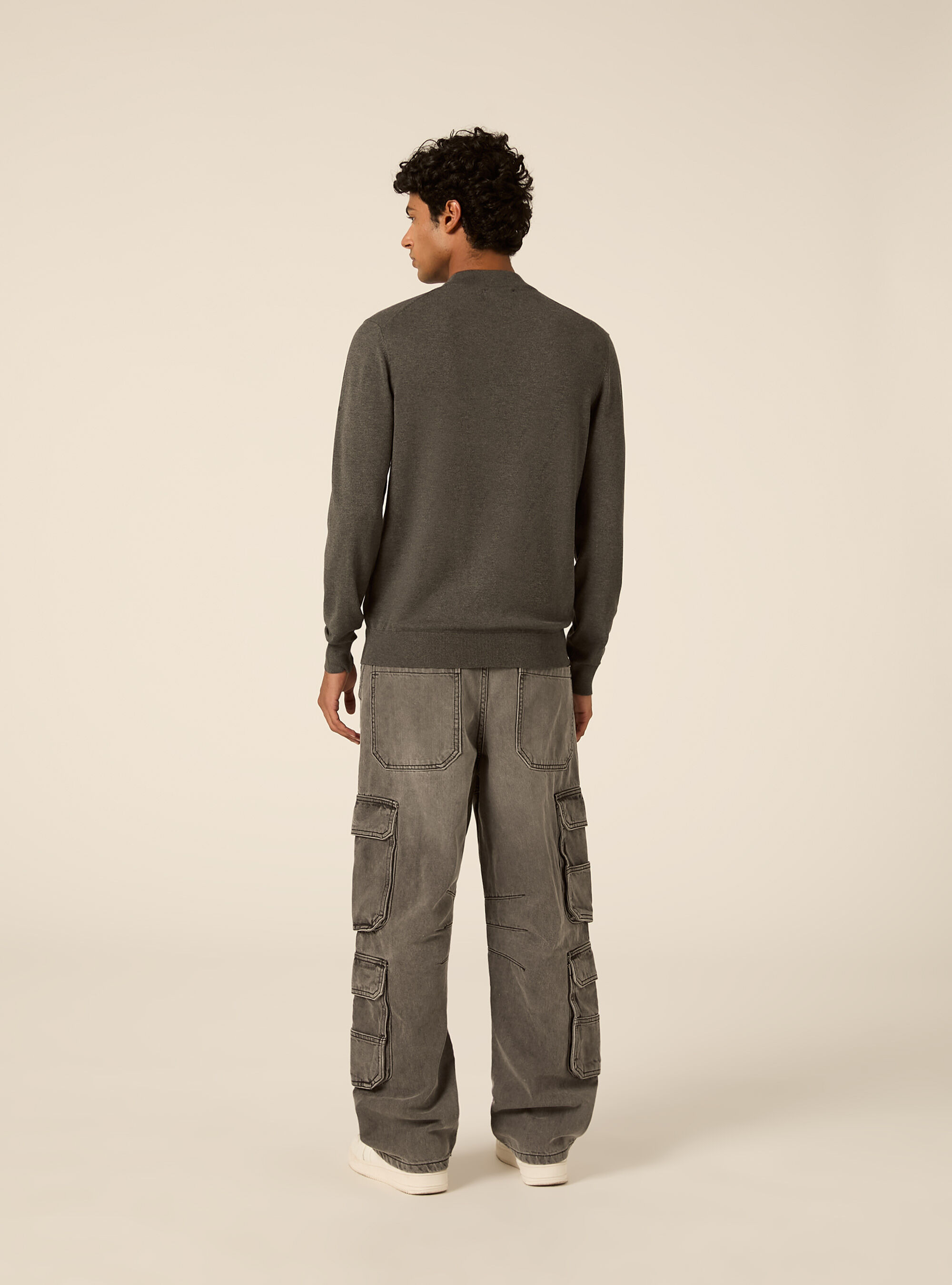 Maglia mezzocollo rasata, MGY1 GREY MEL DARK