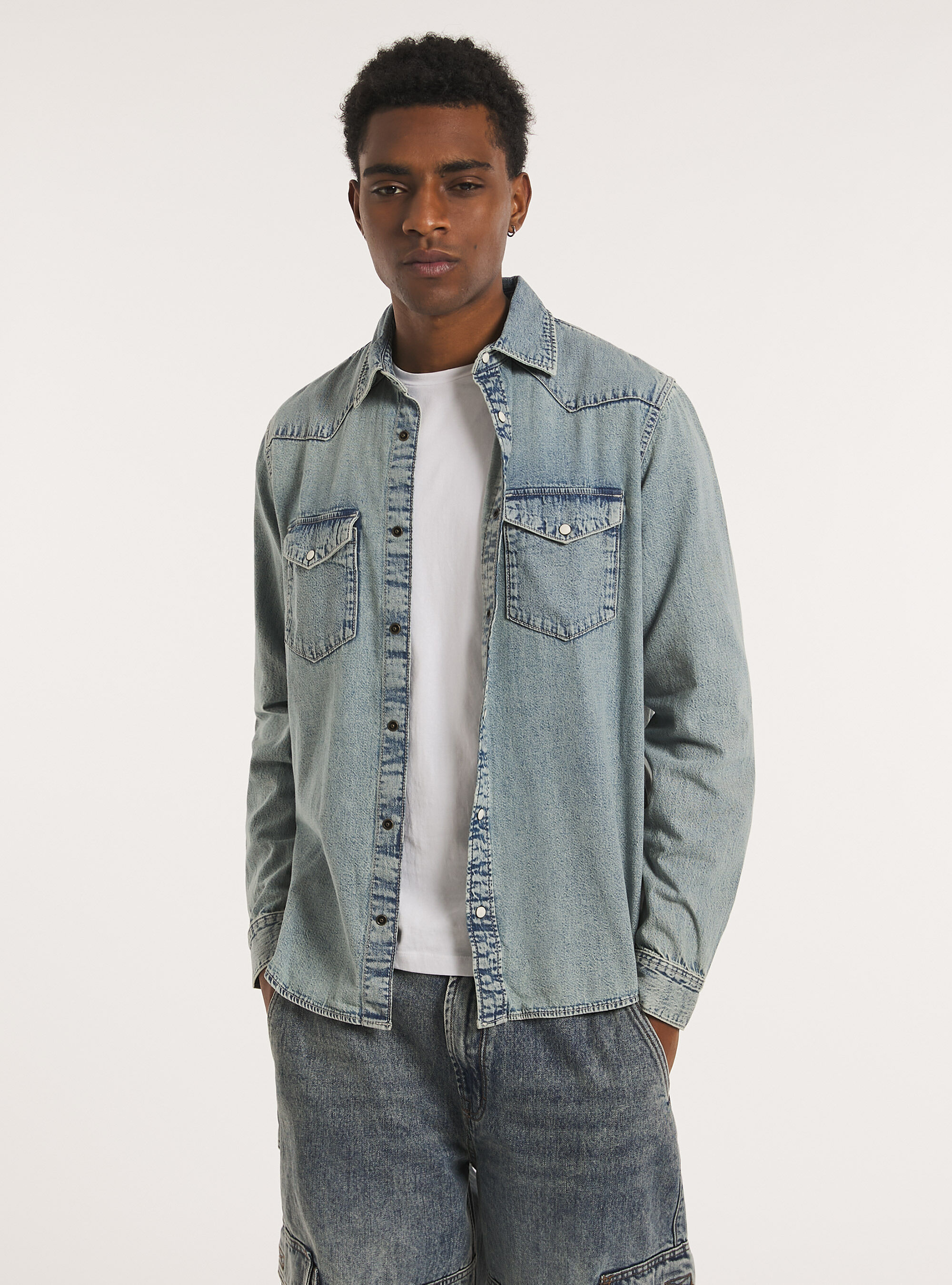 Camisa vaquera, D007 LIGHT AZURE