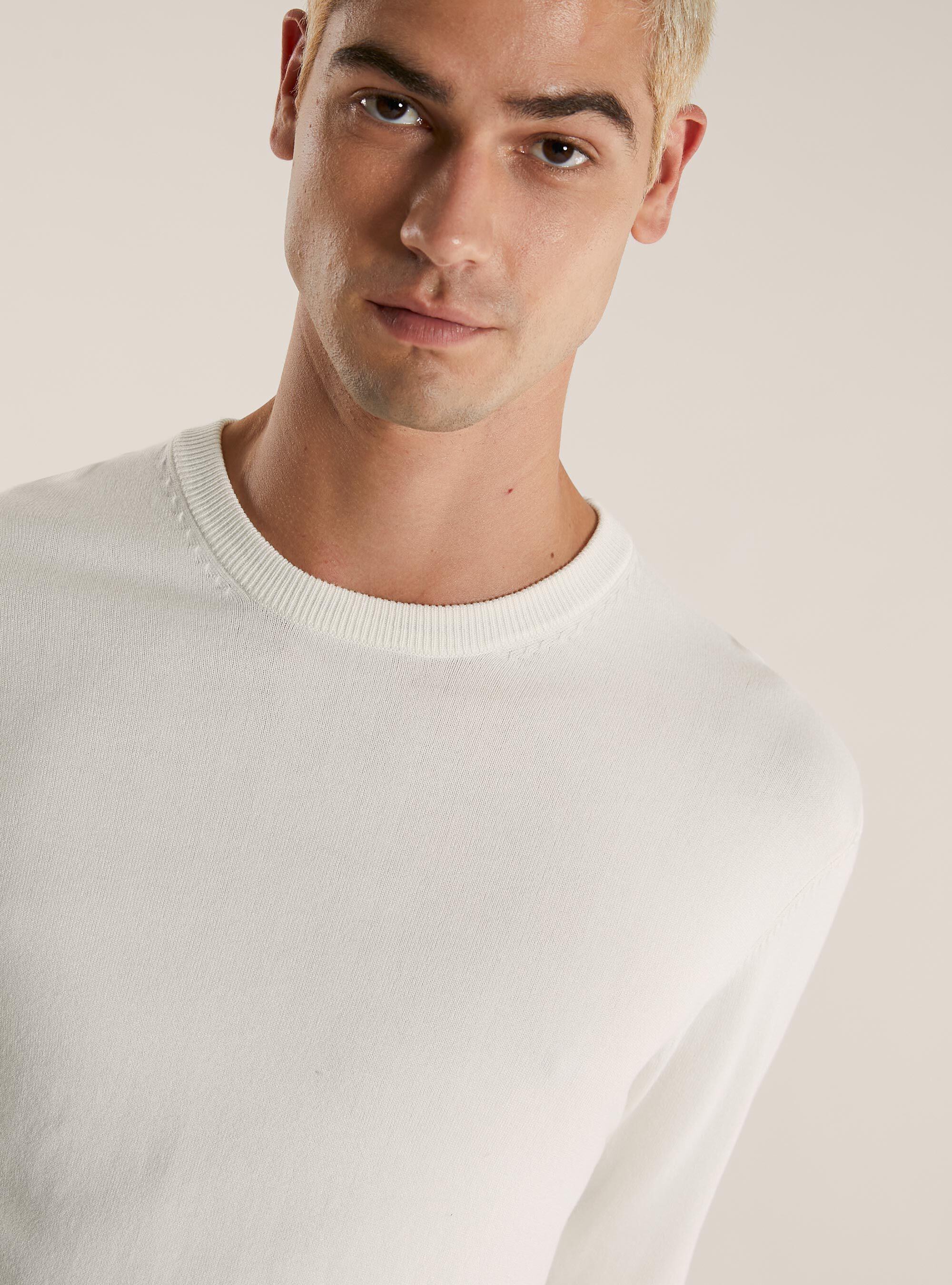 Pullover girocollo in viscosa, WH2 WHITE