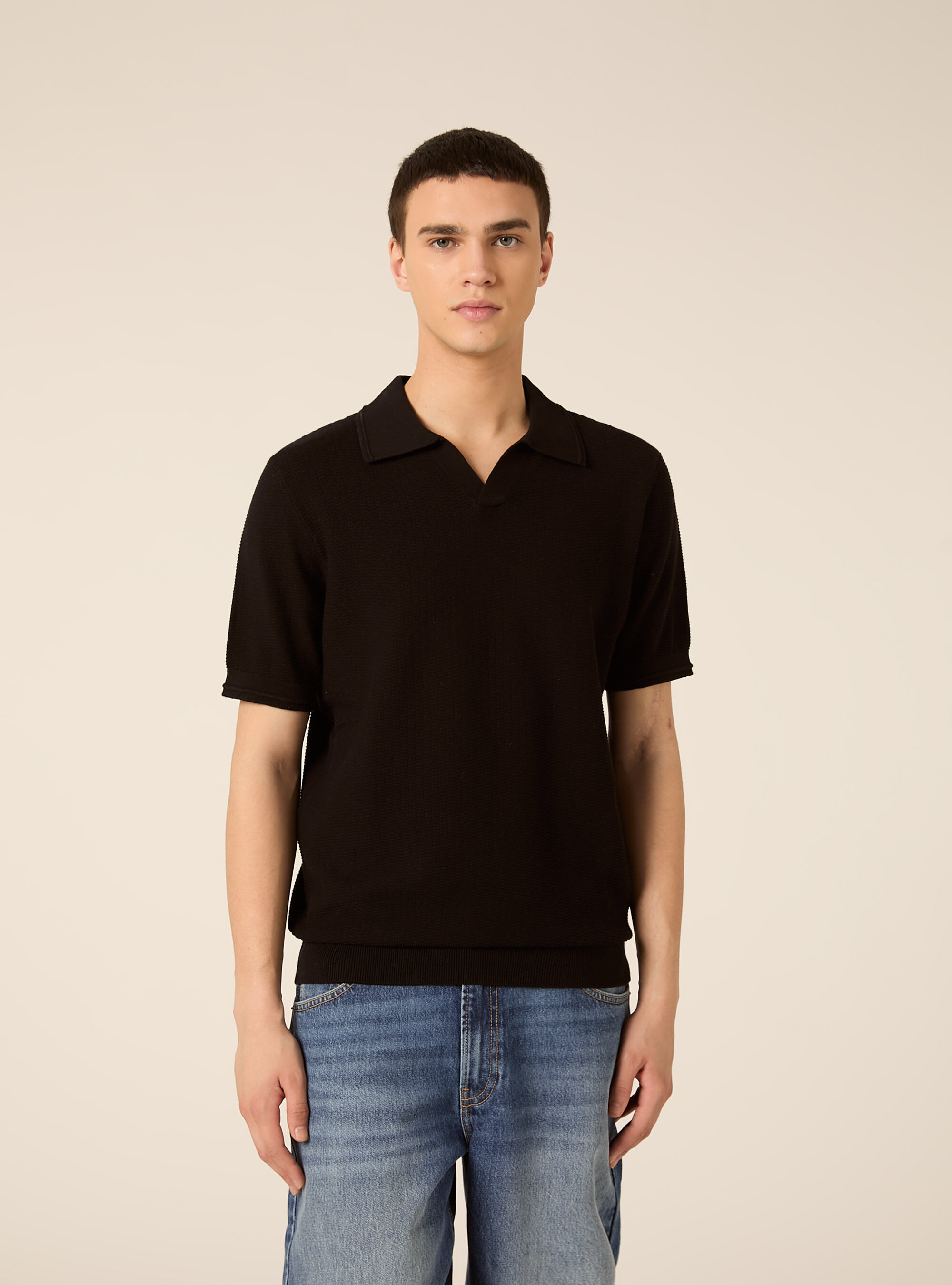 Polo derby in maglia in misto cotone