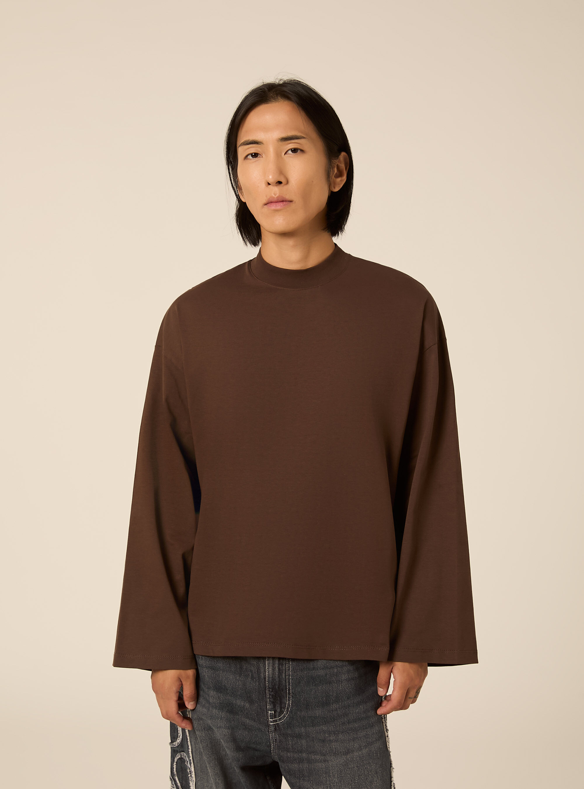 Long sleeve oversize t shirt with dropped shoulders