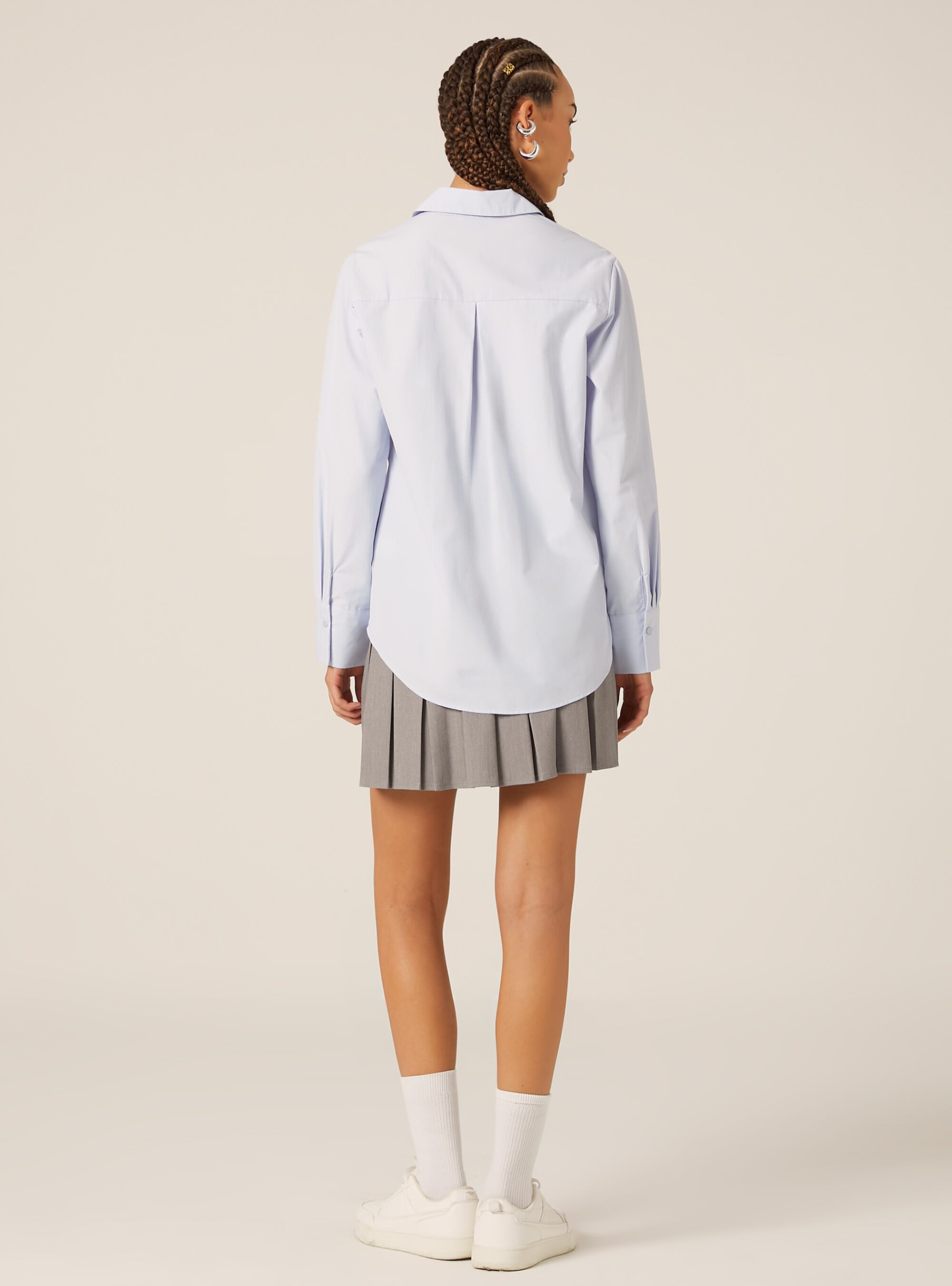 Camicia basic in popeline, AZ3 AZURE LIGHT