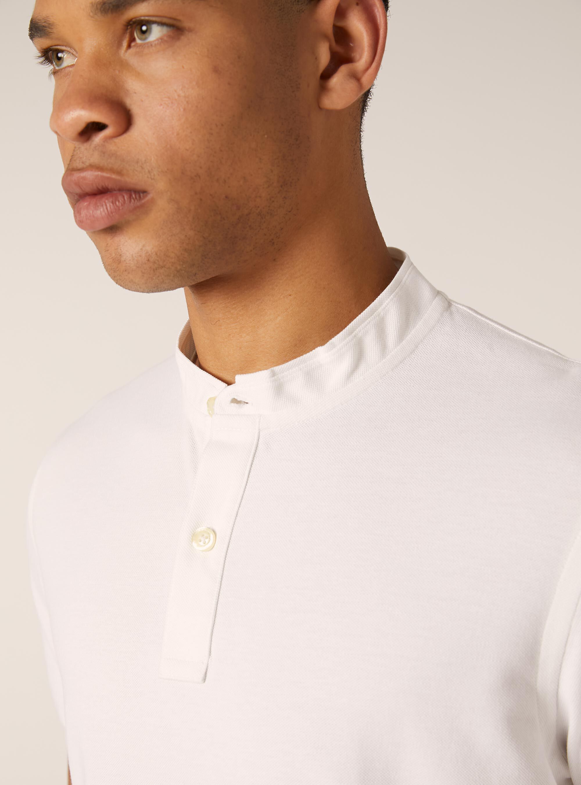 Cotton polo shirt with Korean collar, WH3 WHITE