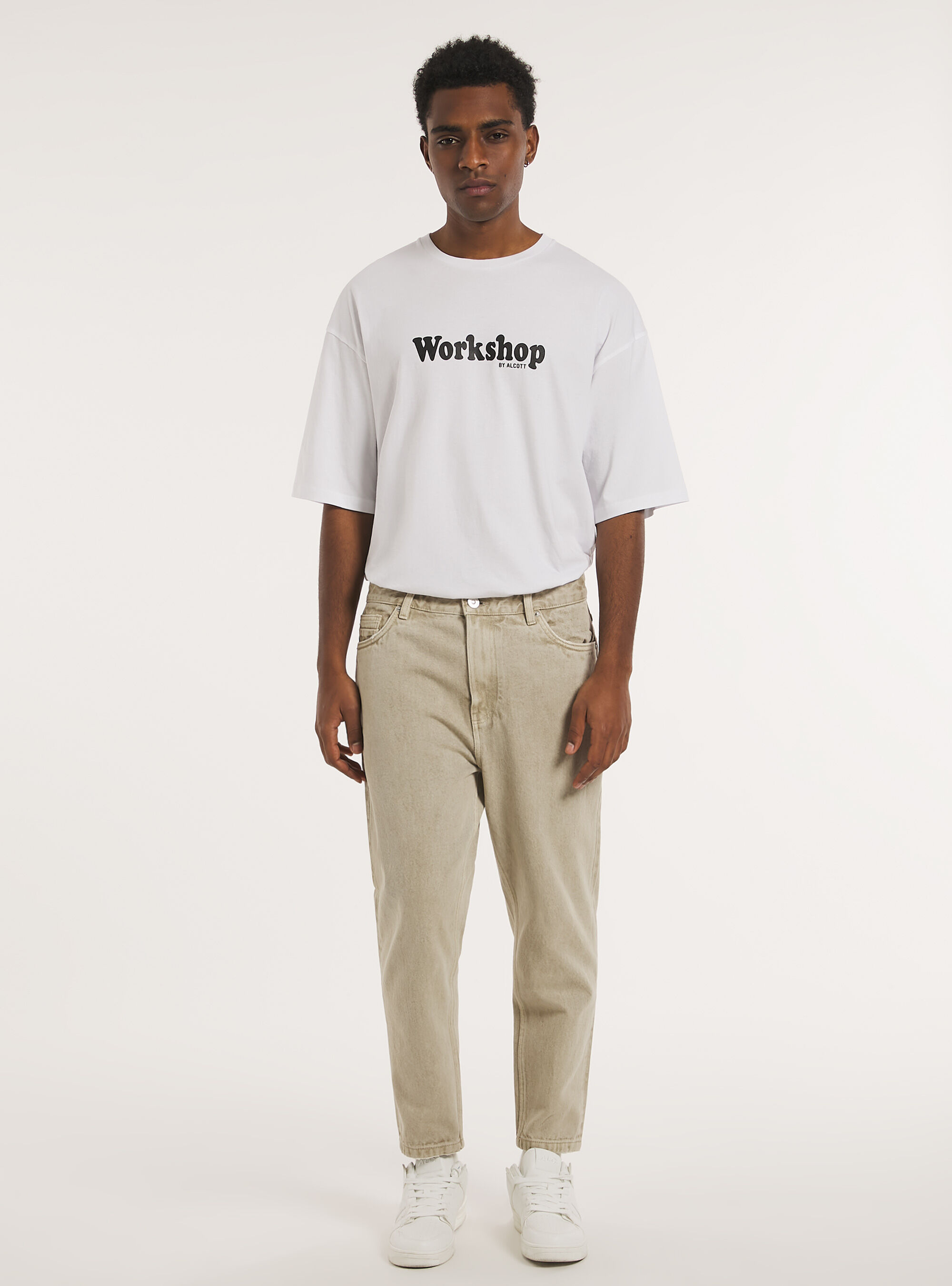 Relaxed fit twill trousers, SA2 SAND MEDIUM