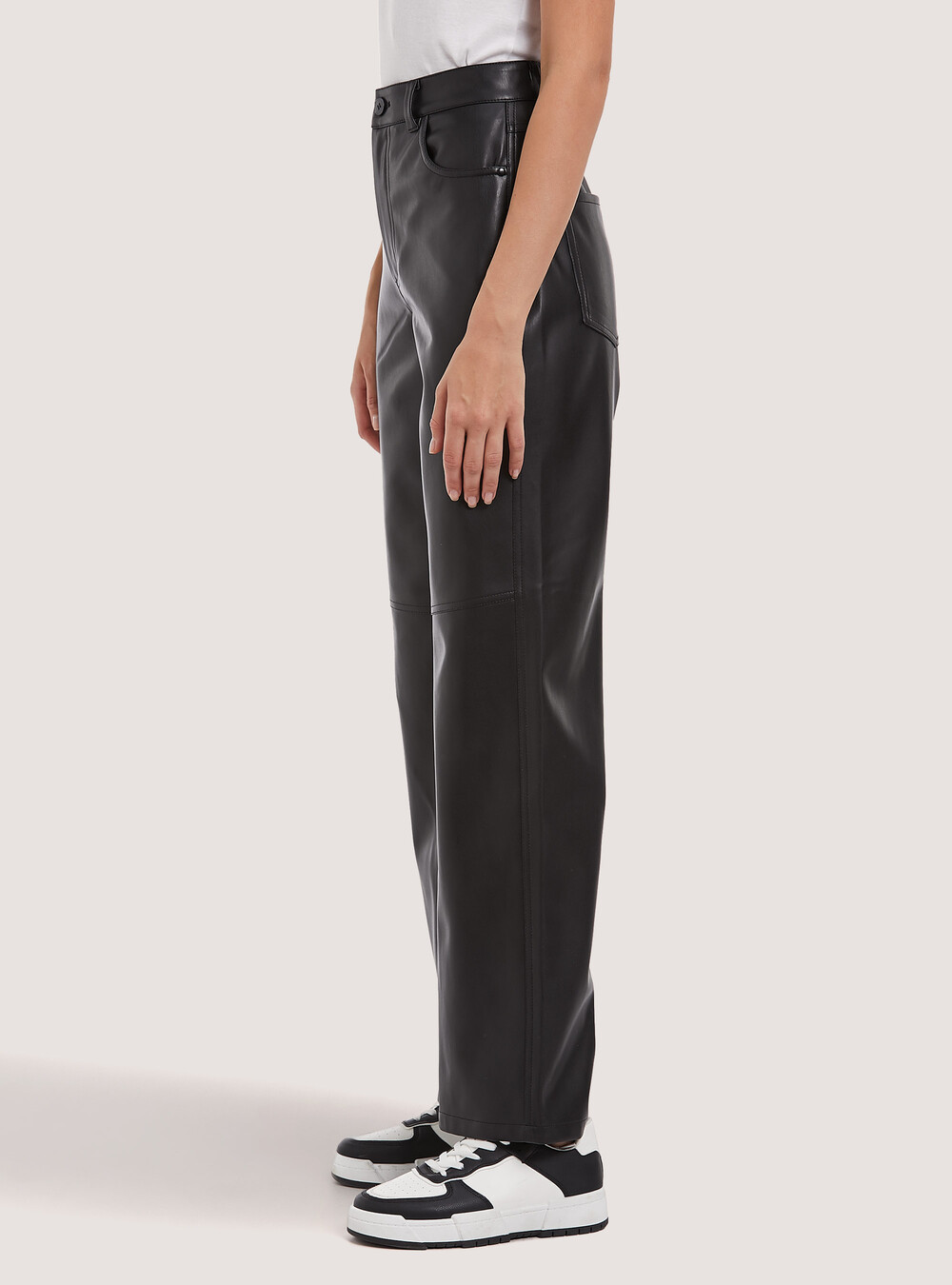 Pantaloni Palazzo Pantaloni Wide Leg Effetto Pelle Vicolo