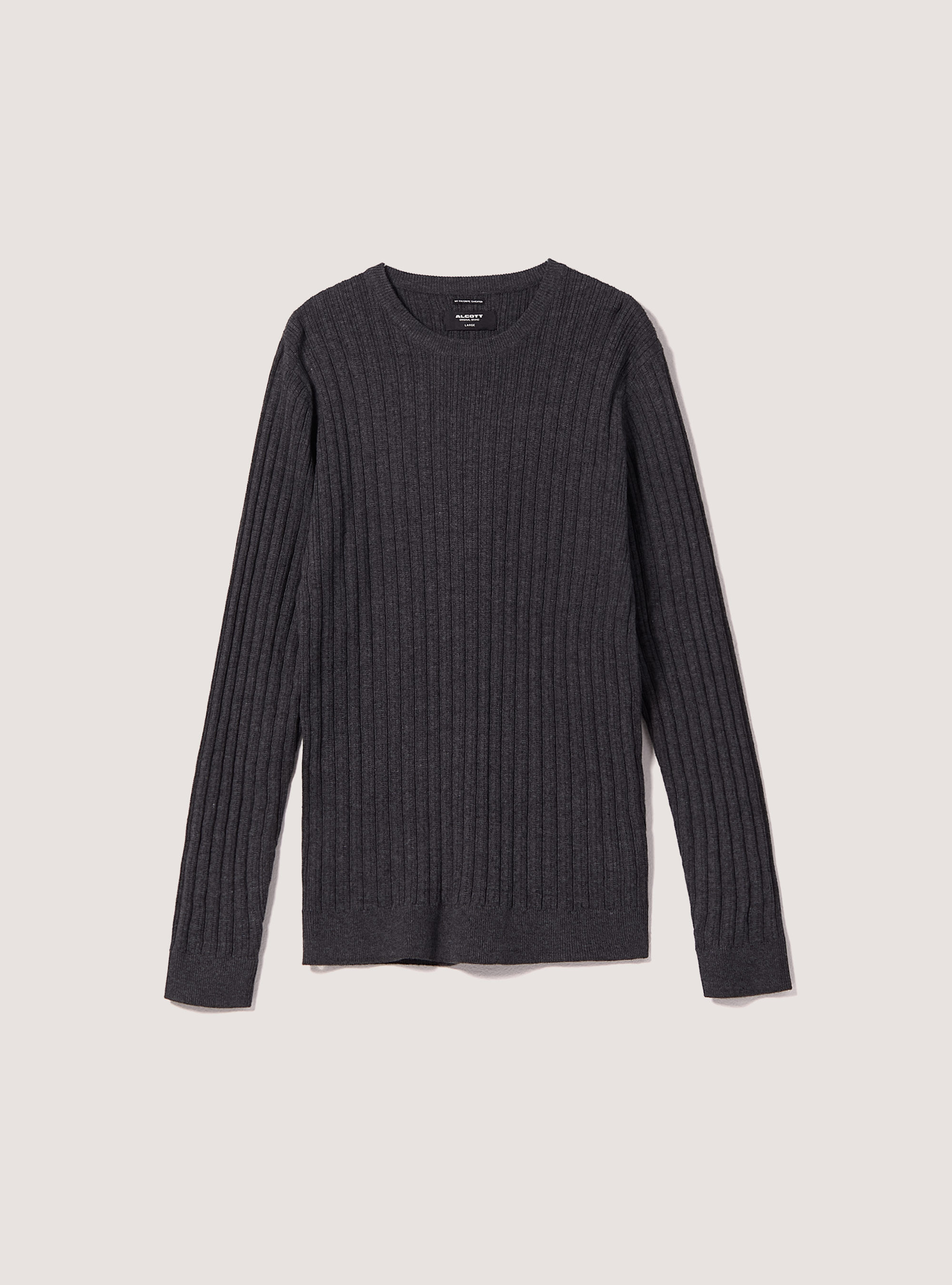 Crew-neck pullover with texture, MGY1 GREY MEL DARK
