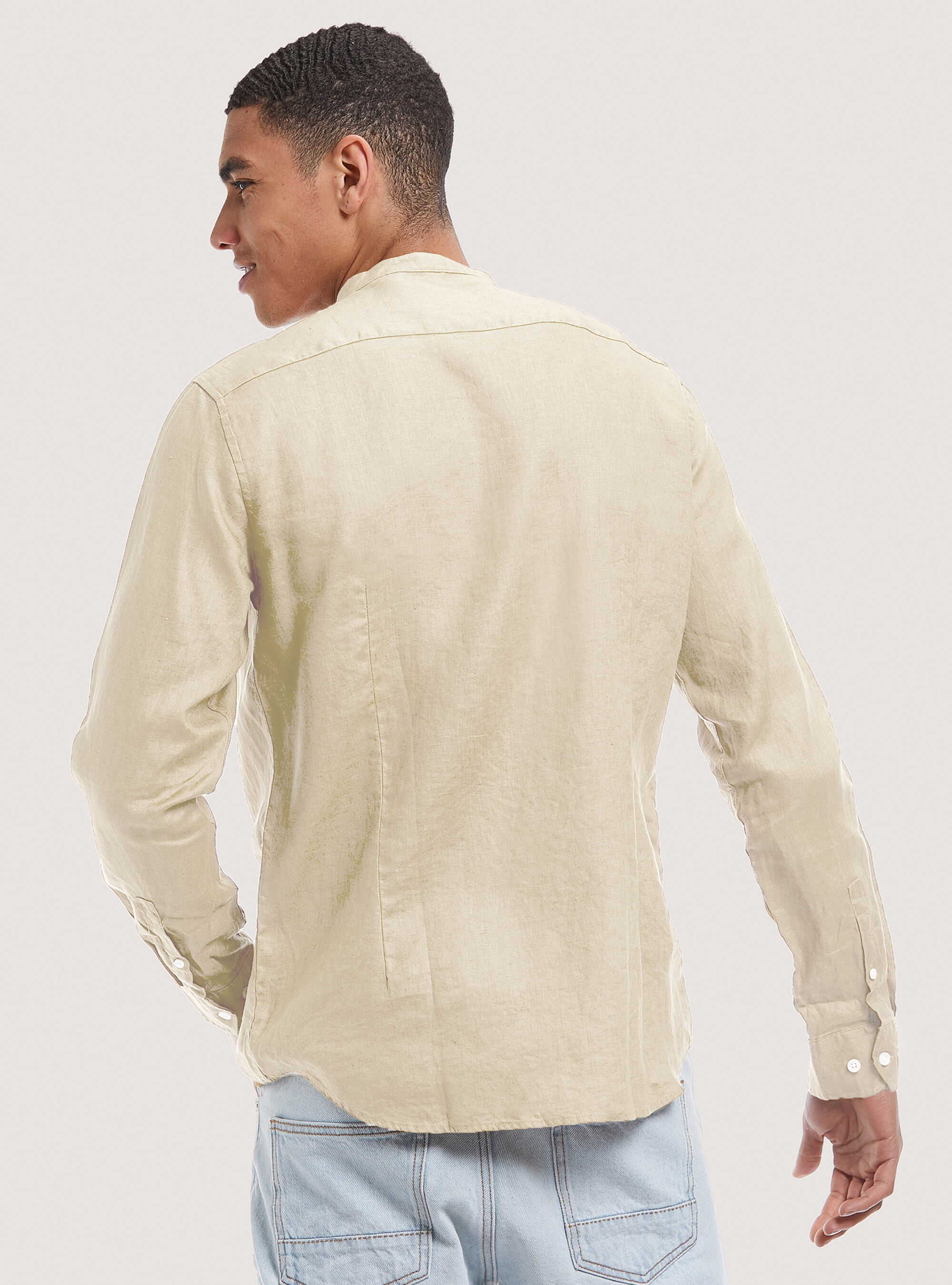 Camicia 100 lino collo coreano