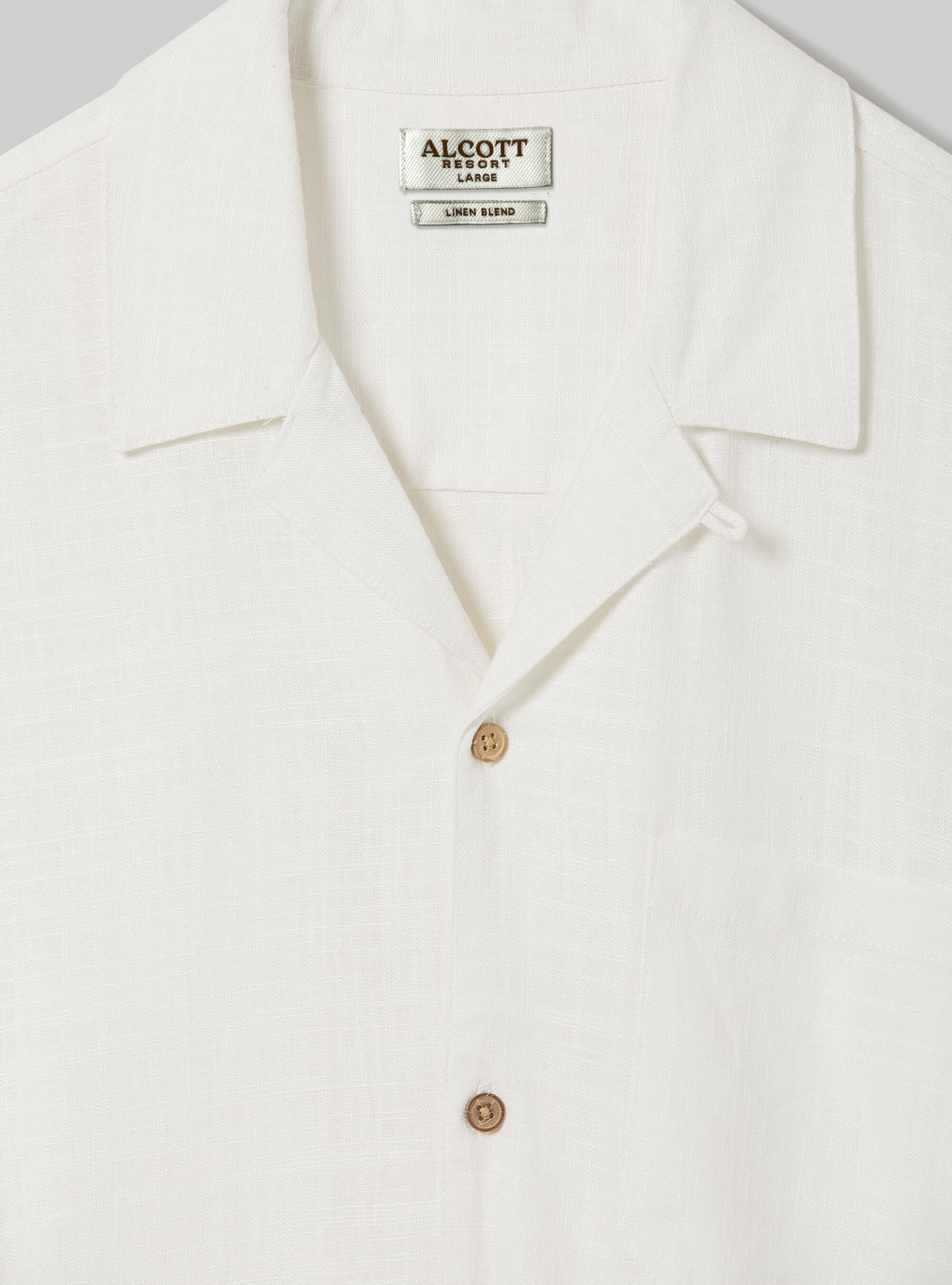 Linen blend shirt with bowling collar, WH1 OFF WHITE
