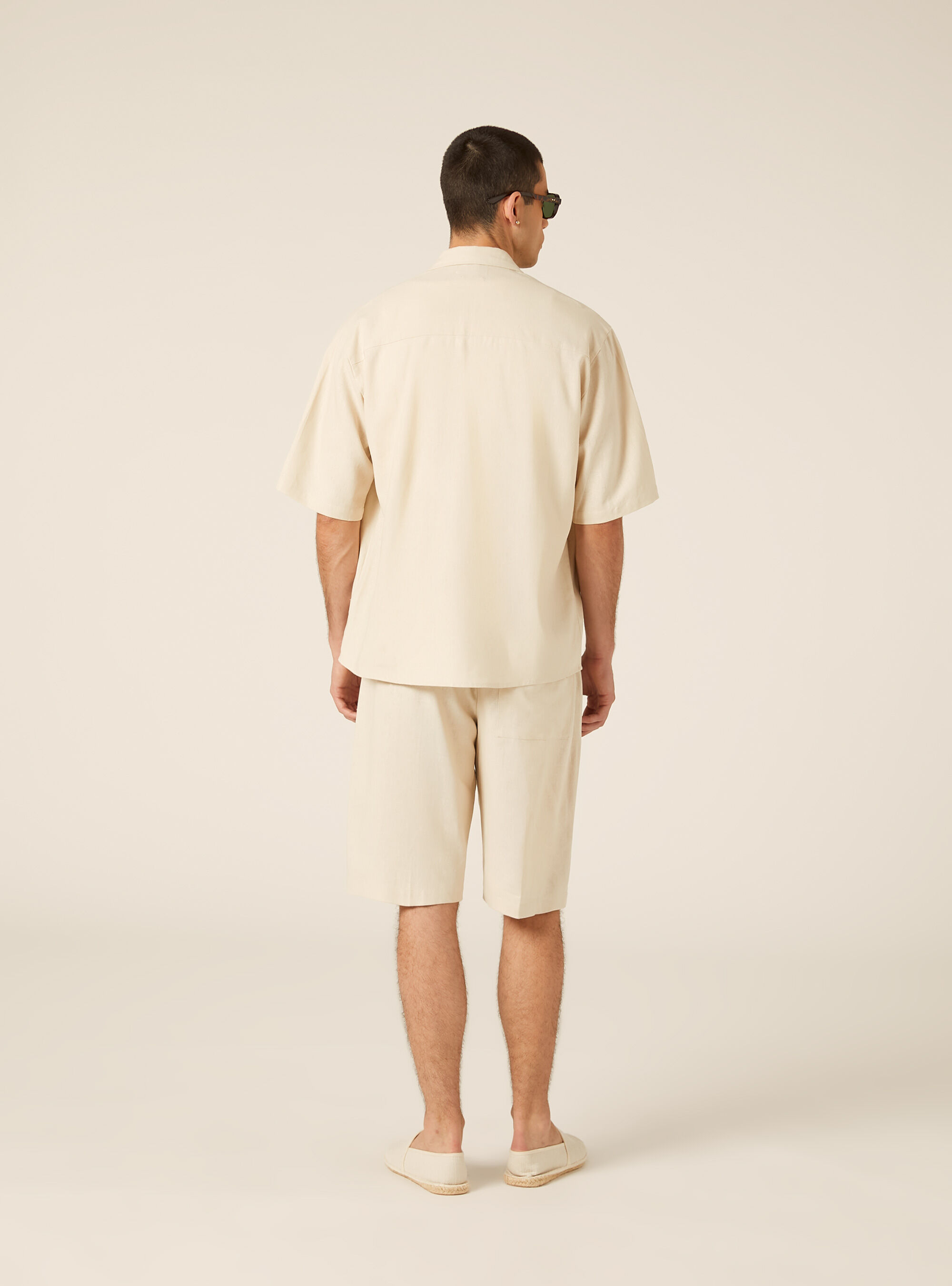Camicia  in misto lino  con taschino, BG2 BEIGE MEDIUM