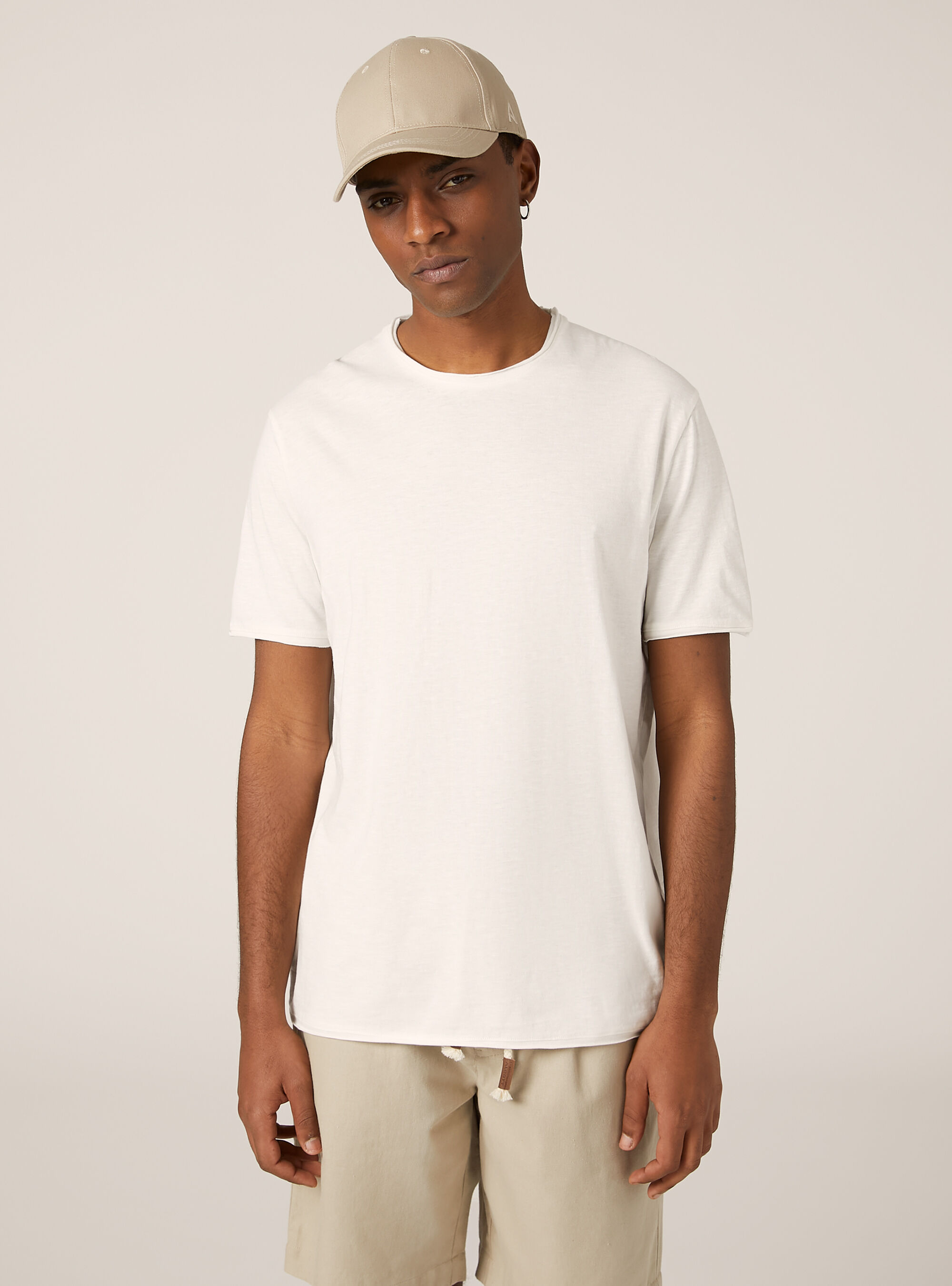Camiseta de algod&oacute;n de corte crudo, WH1 OFF WHITE