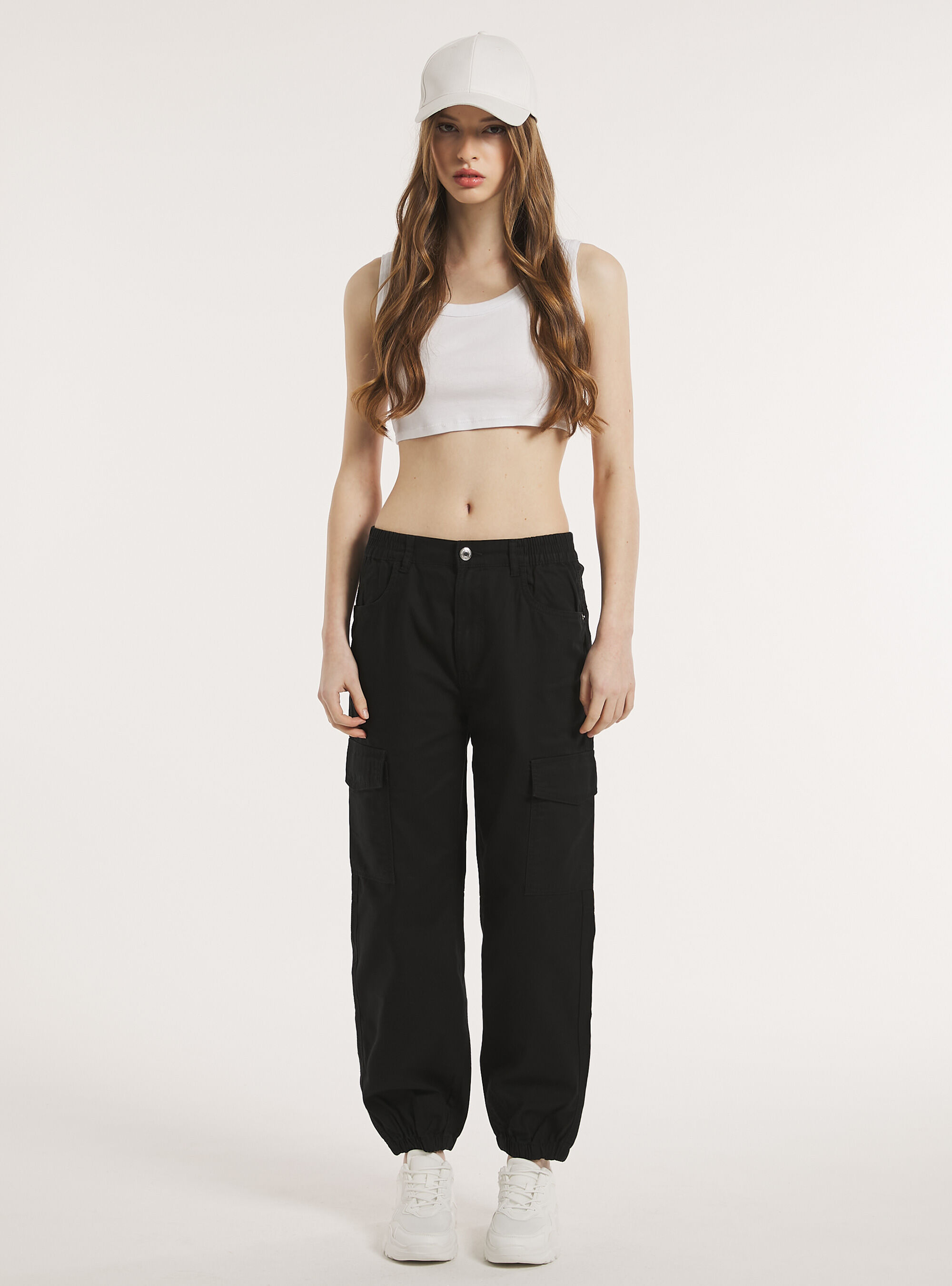 Pantaloni jogger cargo, BK1 BLACK