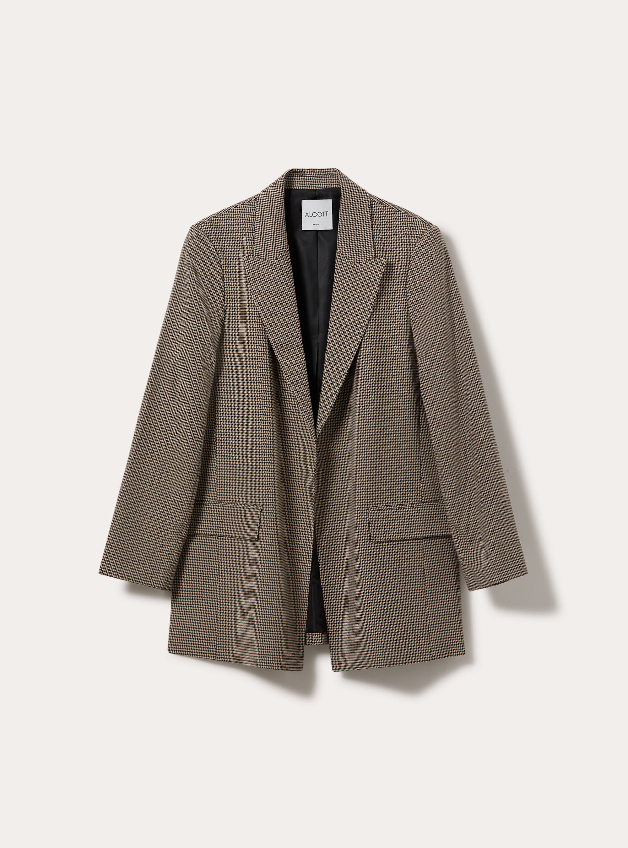 Long tailored blazer with micro pattern, BG2 BEIGE MEDIUM