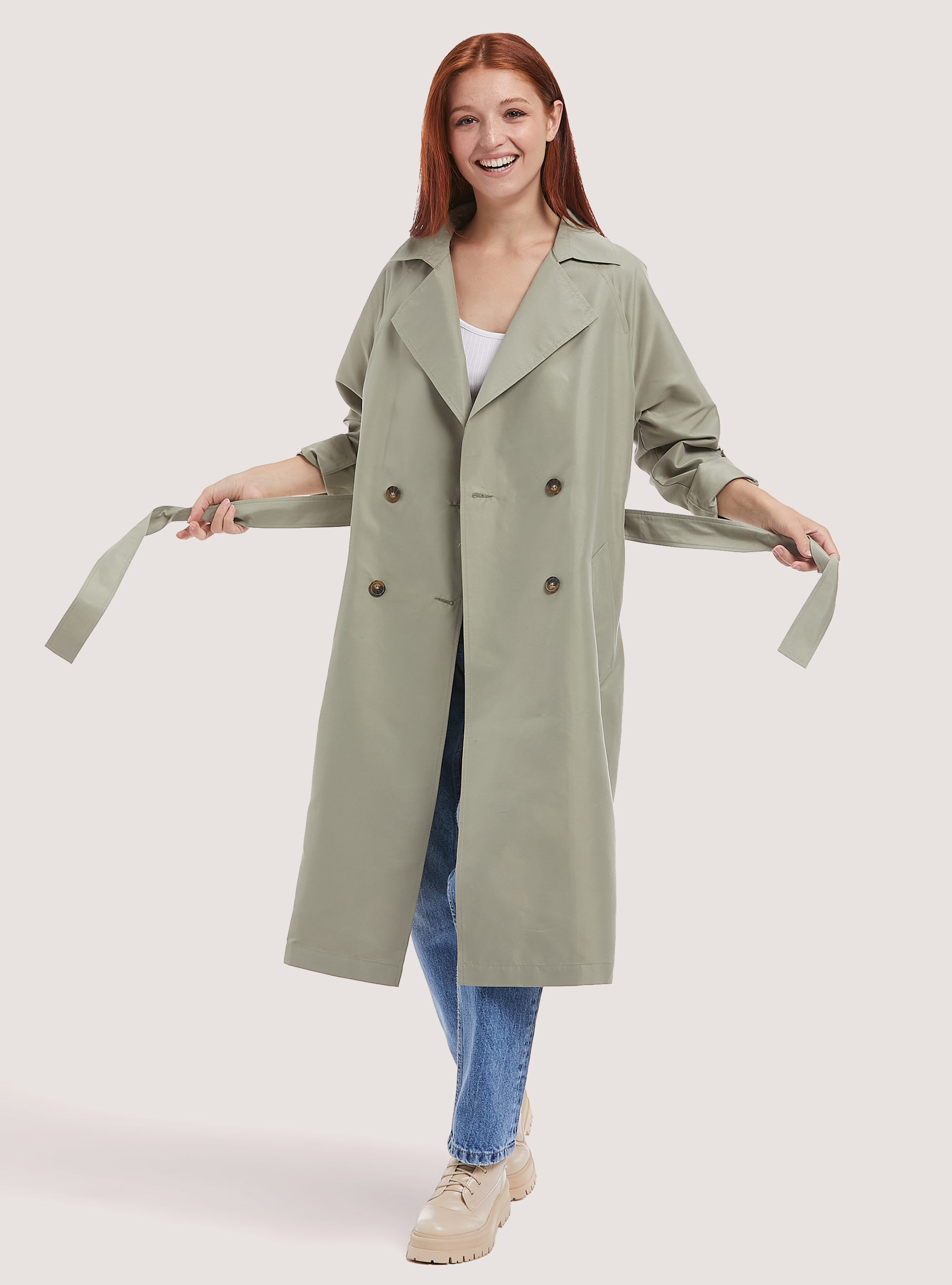 Long light clearance trench coat