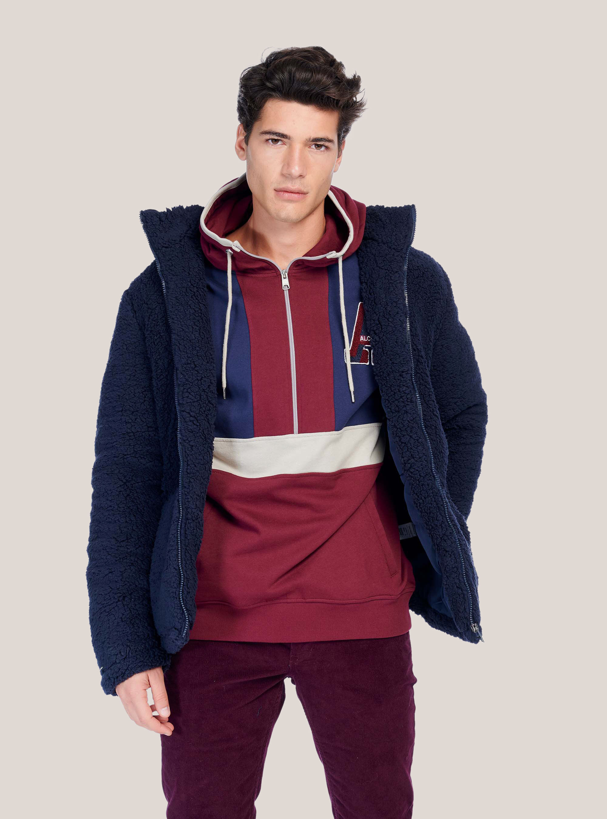 FAKE LAMBSKIN JACKET, BLUE NAVY