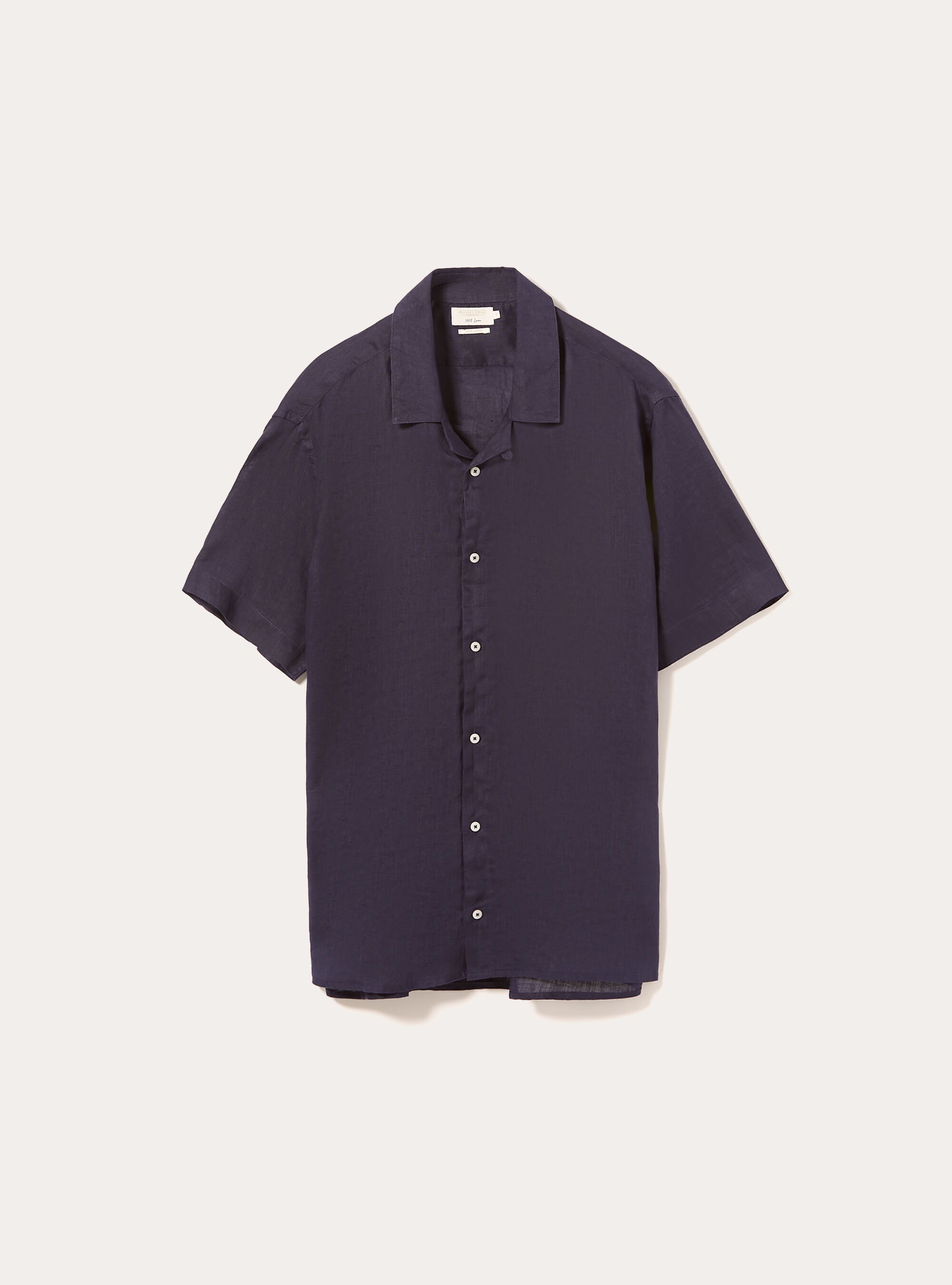 Pure linen short-sleeved shirt, BLUE NAVY