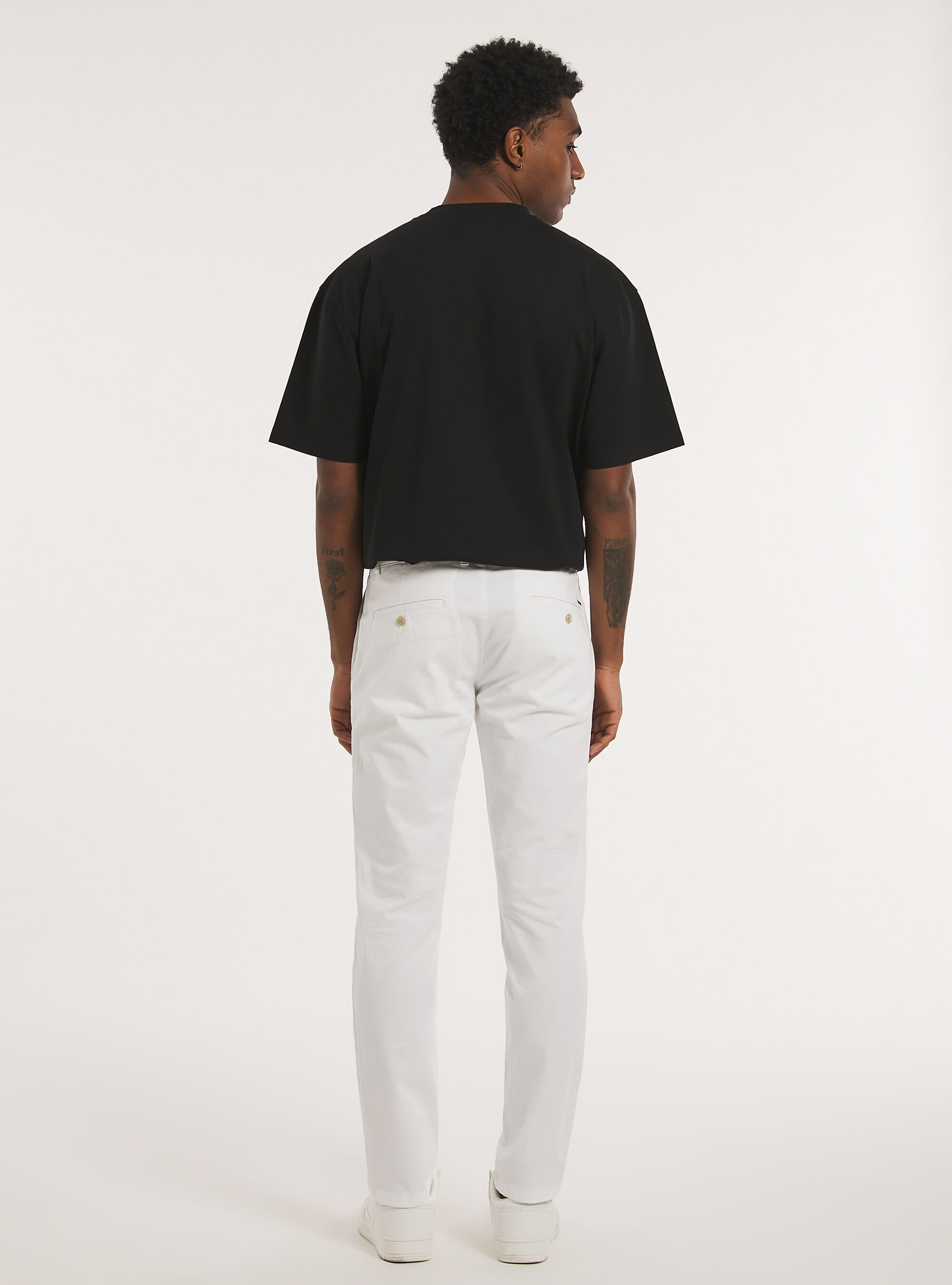 Pantal&oacute;n chino ajustado de sarga el&aacute;stica, WH1 OFF WHITE