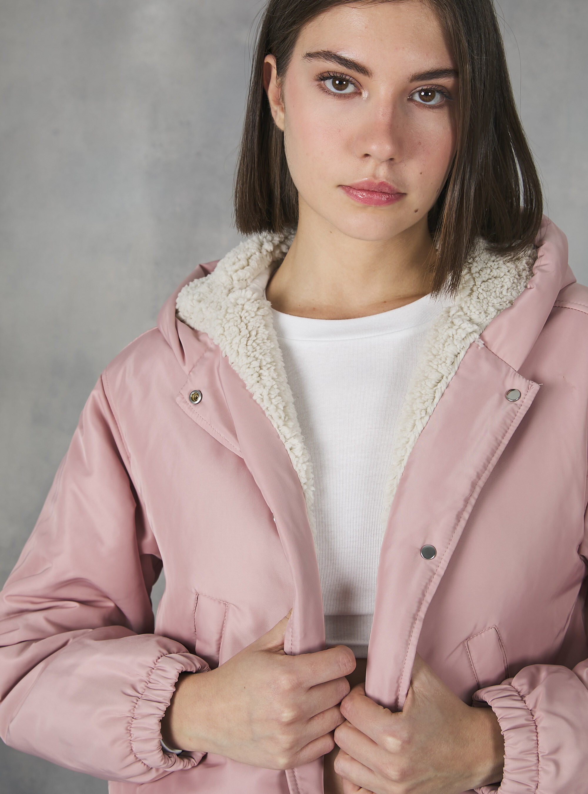 Light pink teddy jacket discount