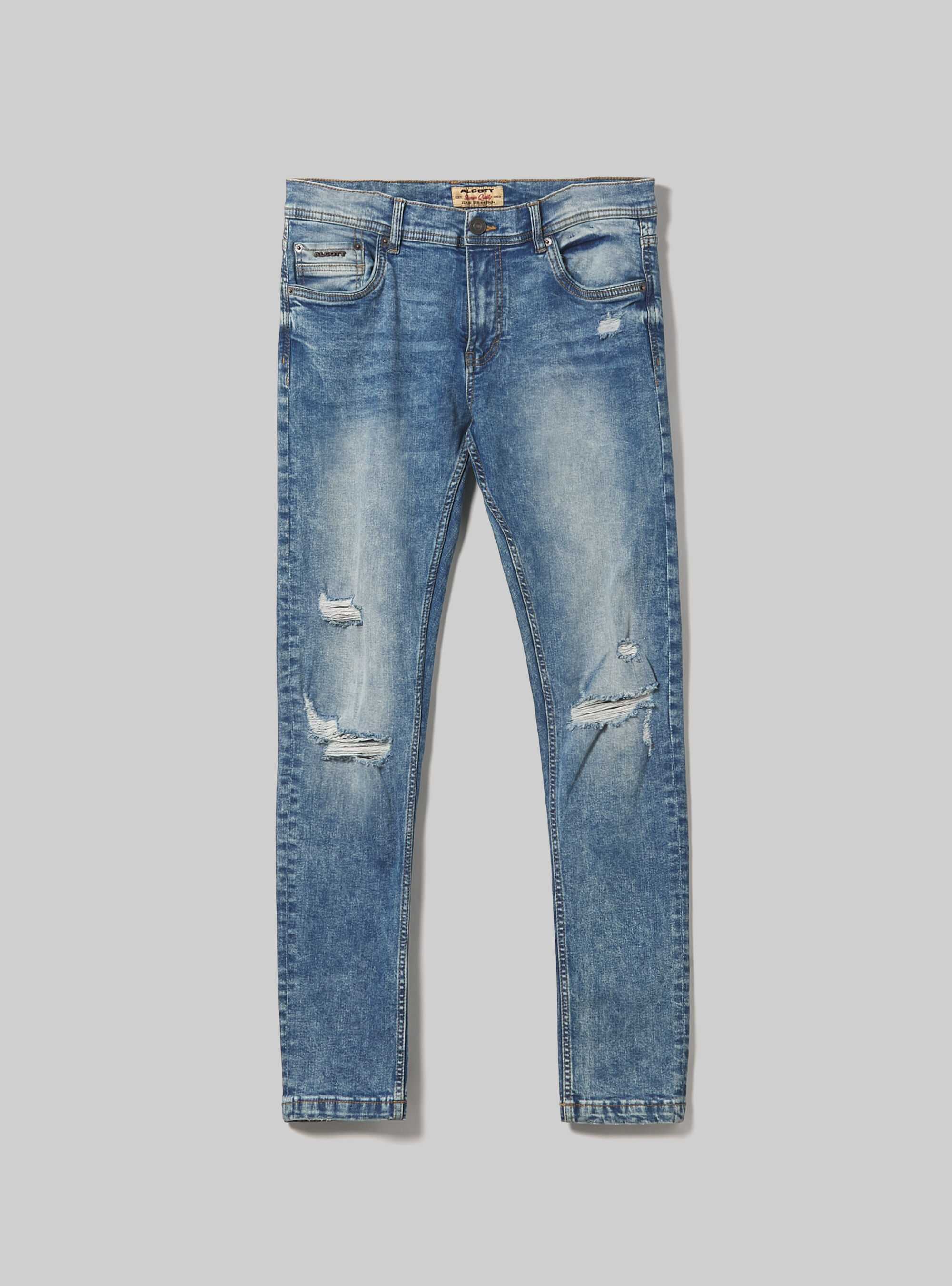 Super skinny jeans with breaks in stretch denim, D005 LIGHT BLUE