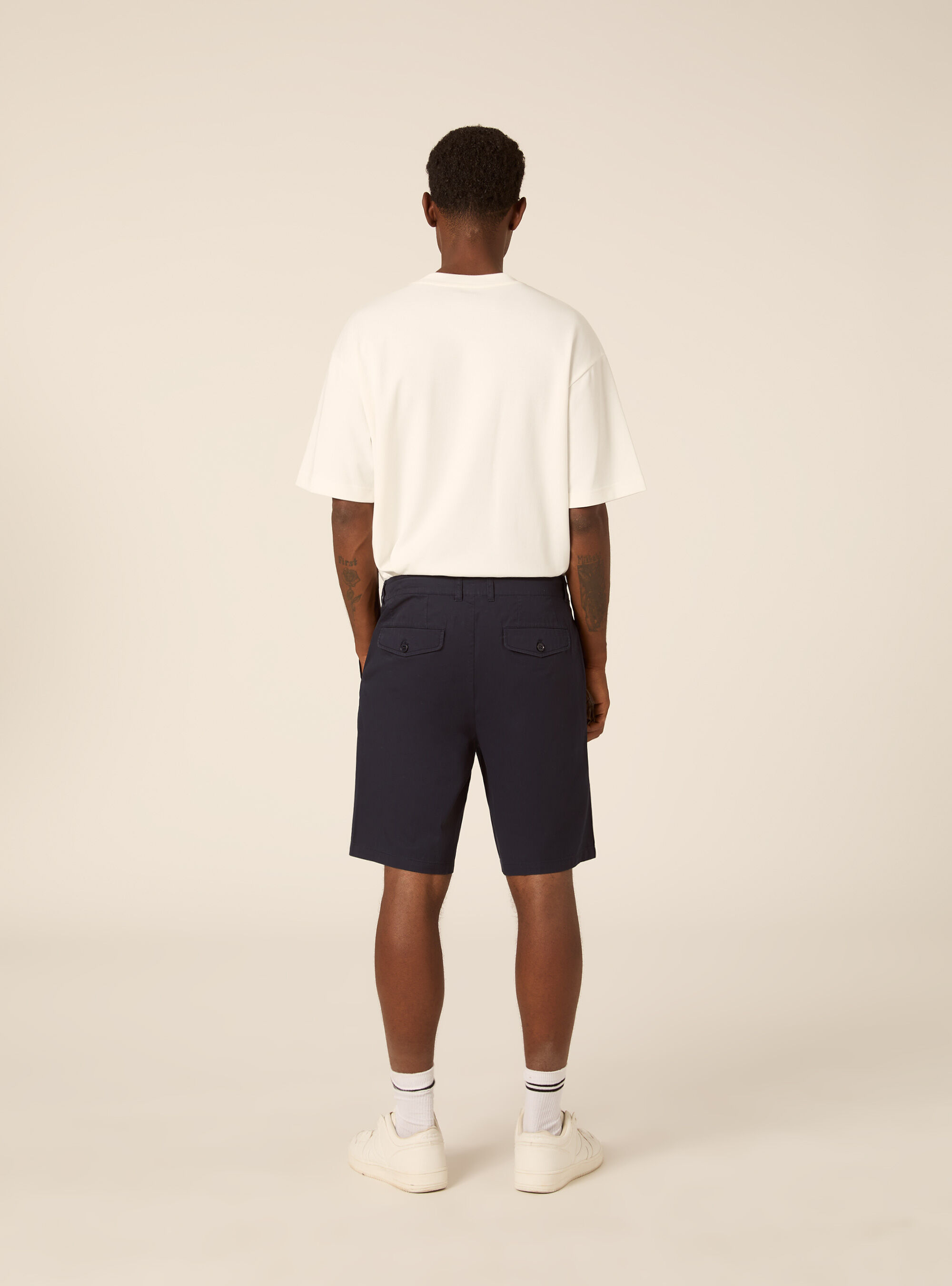 Regular Fit Pleated Chino Bermuda Shorts, BL1 BLUE DARK