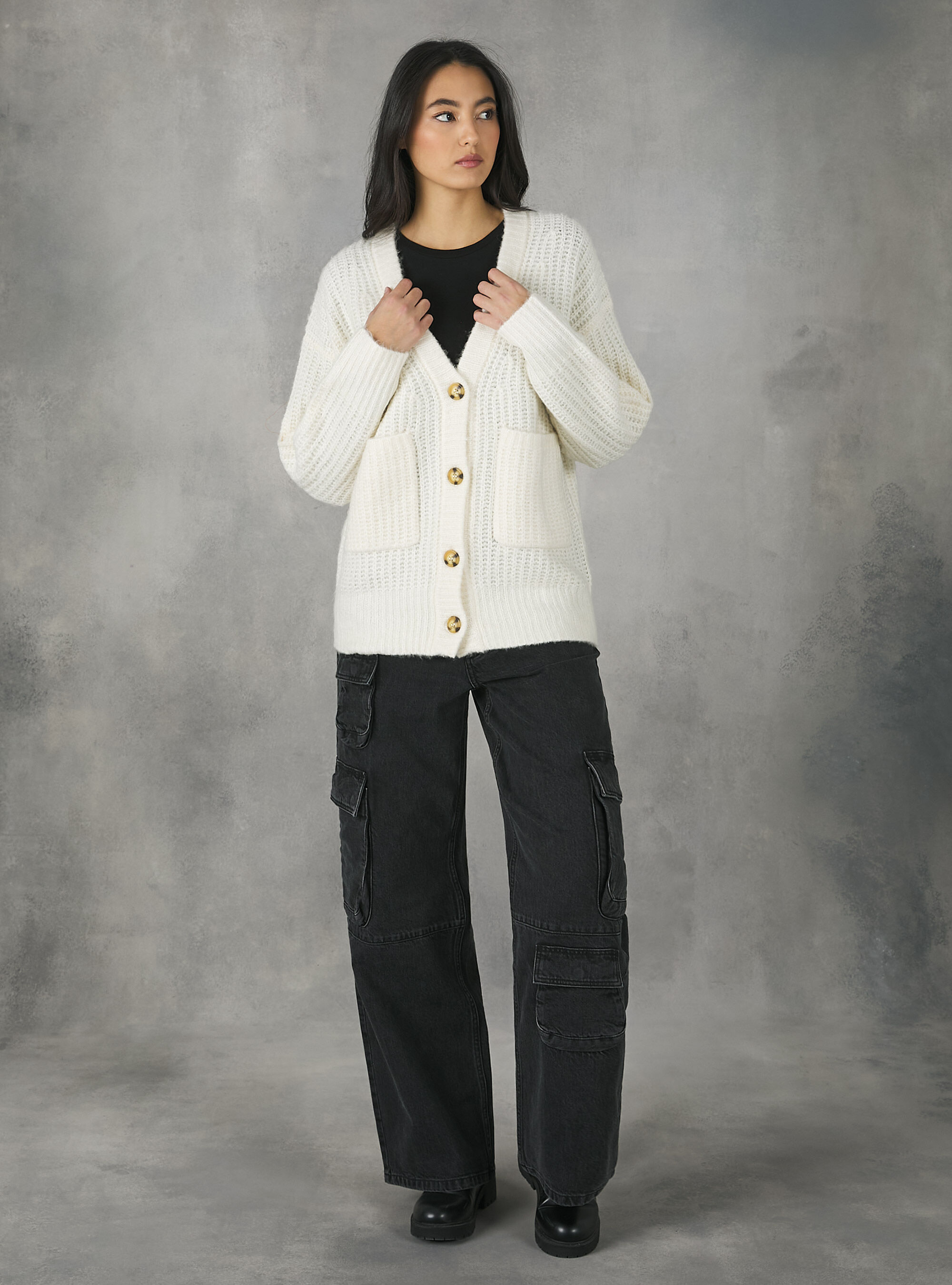 Ribbed store cardigan womens
