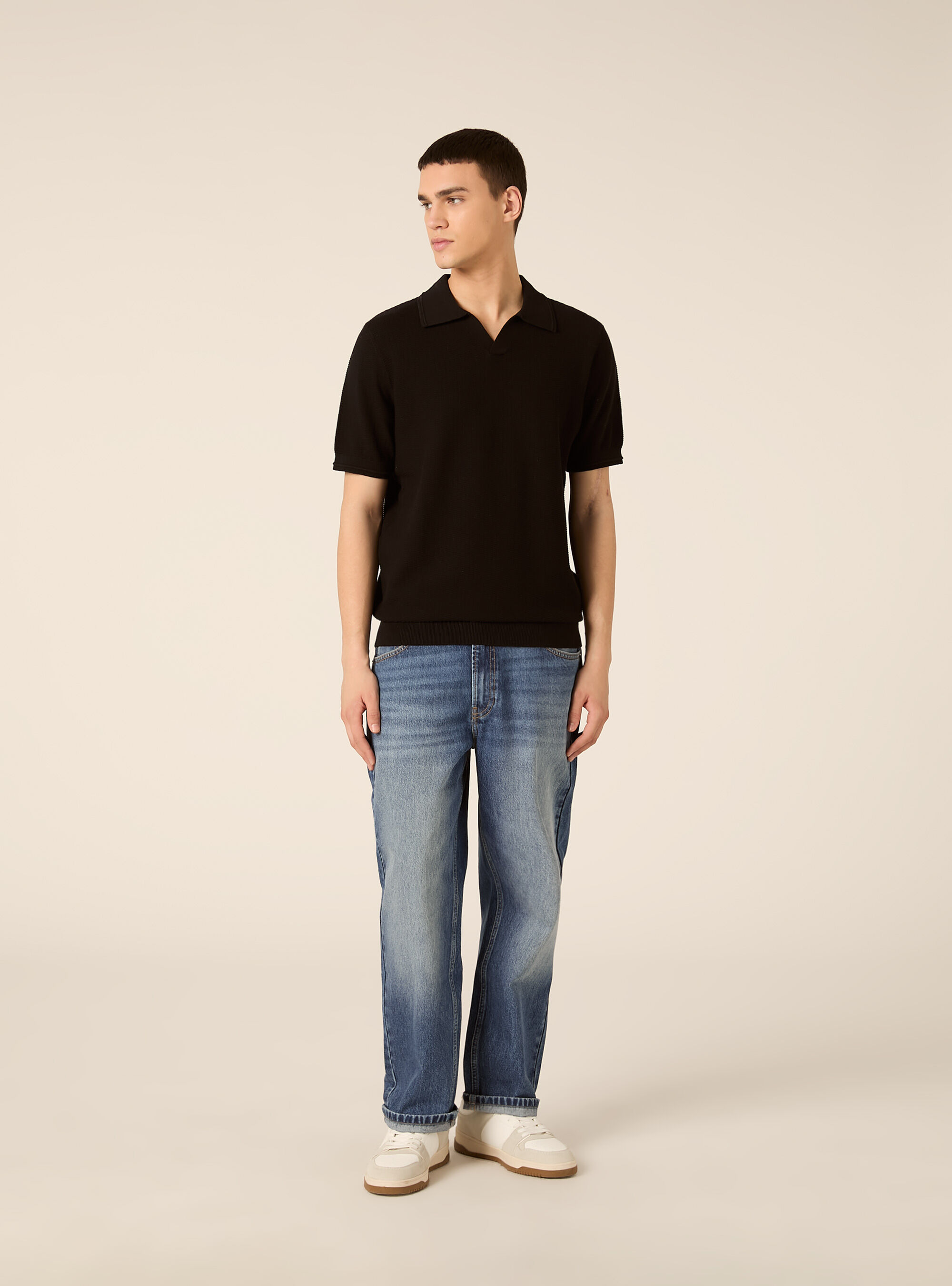 Polo derby in maglia in misto cotone