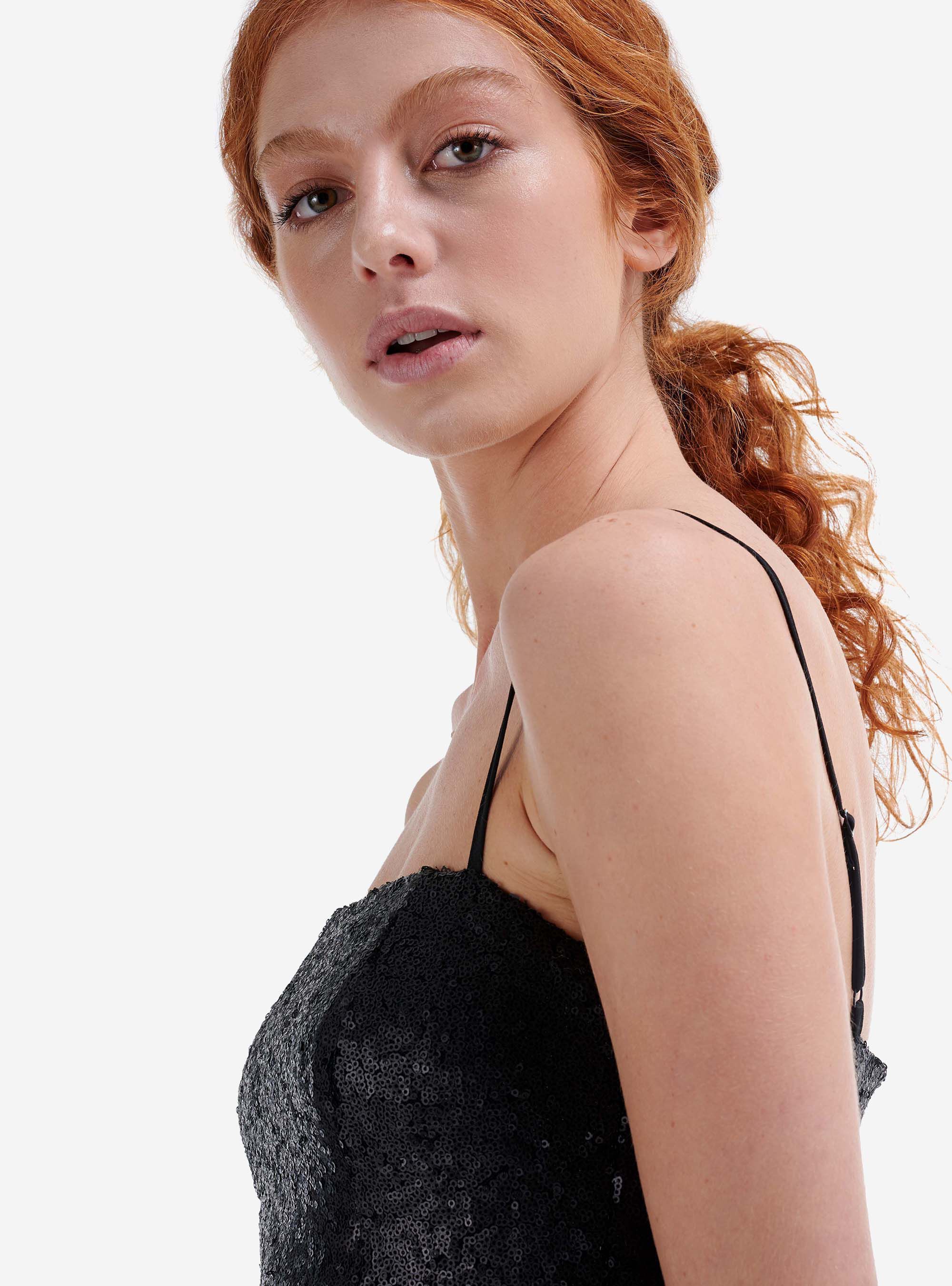 Vestito con paillettes, BLACK
