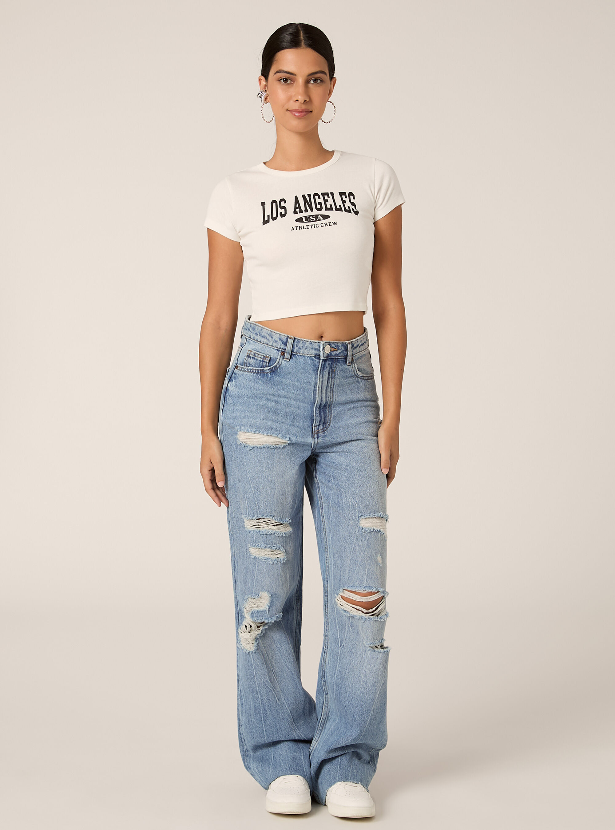 T-shirt court avec imprim&eacute; universitaire, WH1 OFF WHITE
