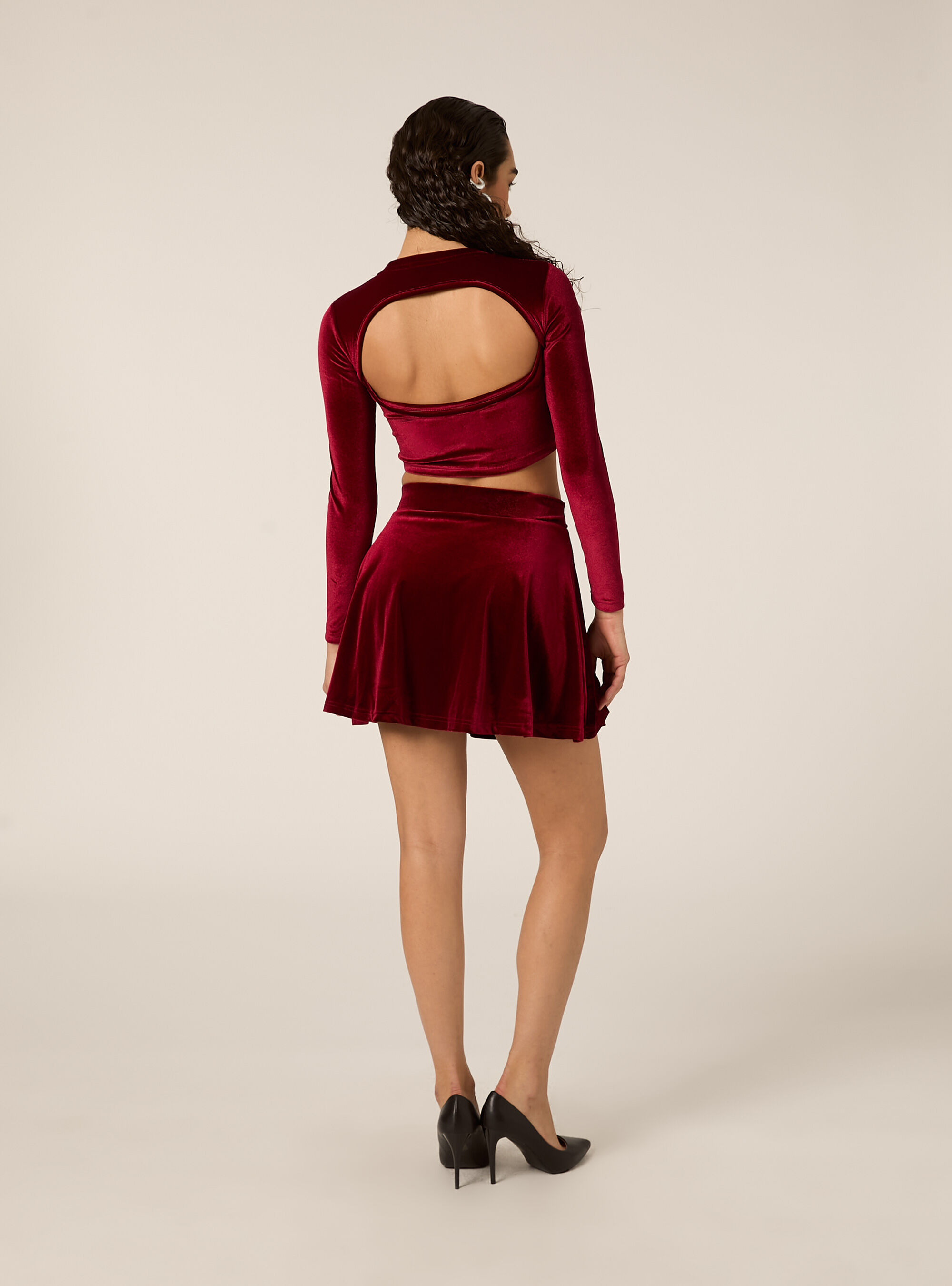 Velvet miniskirt, RD2 RED MEDIUM