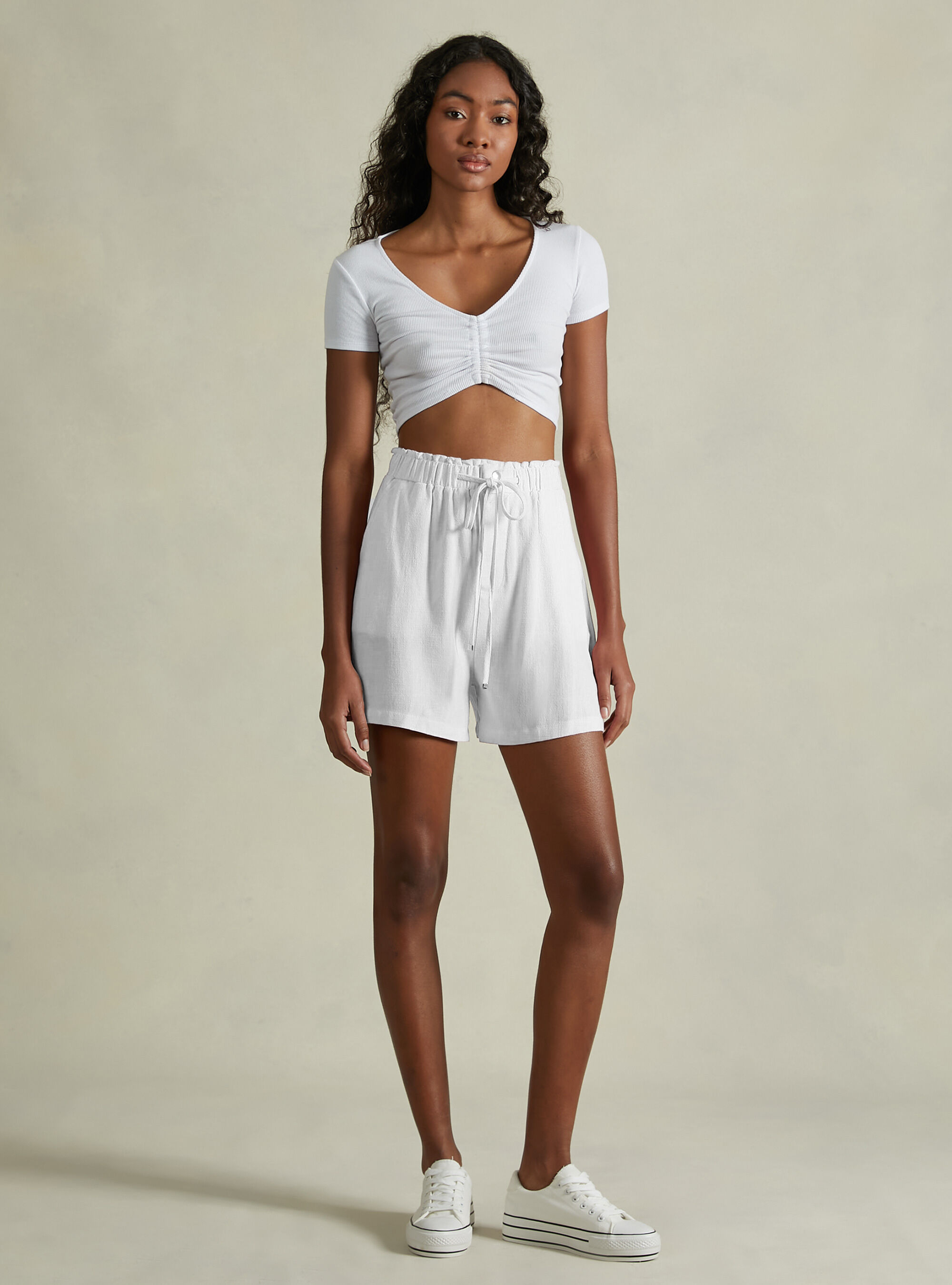 White crepe shorts outlet