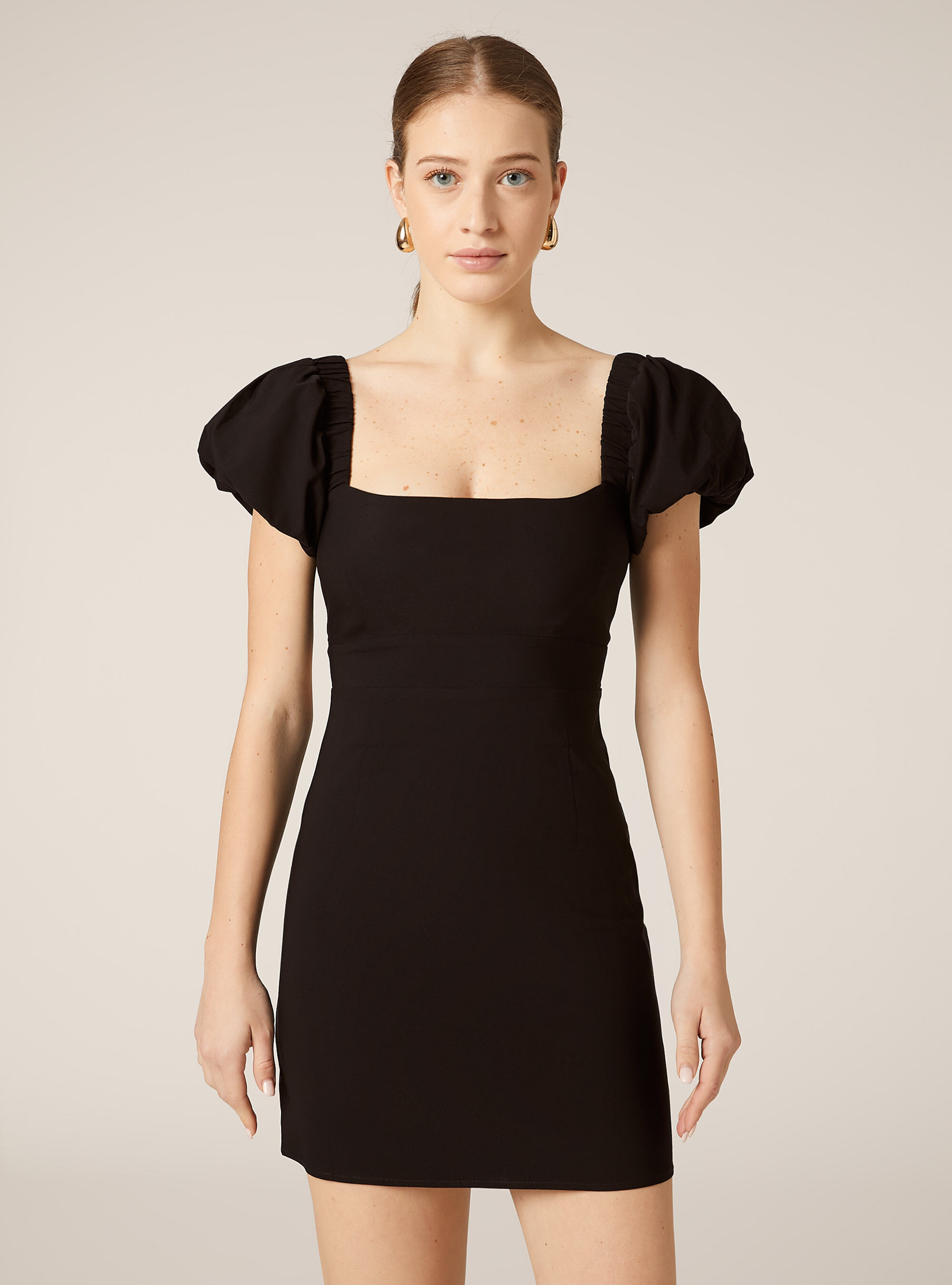 Vestido entallado con espalda abierta, BK1 BLACK