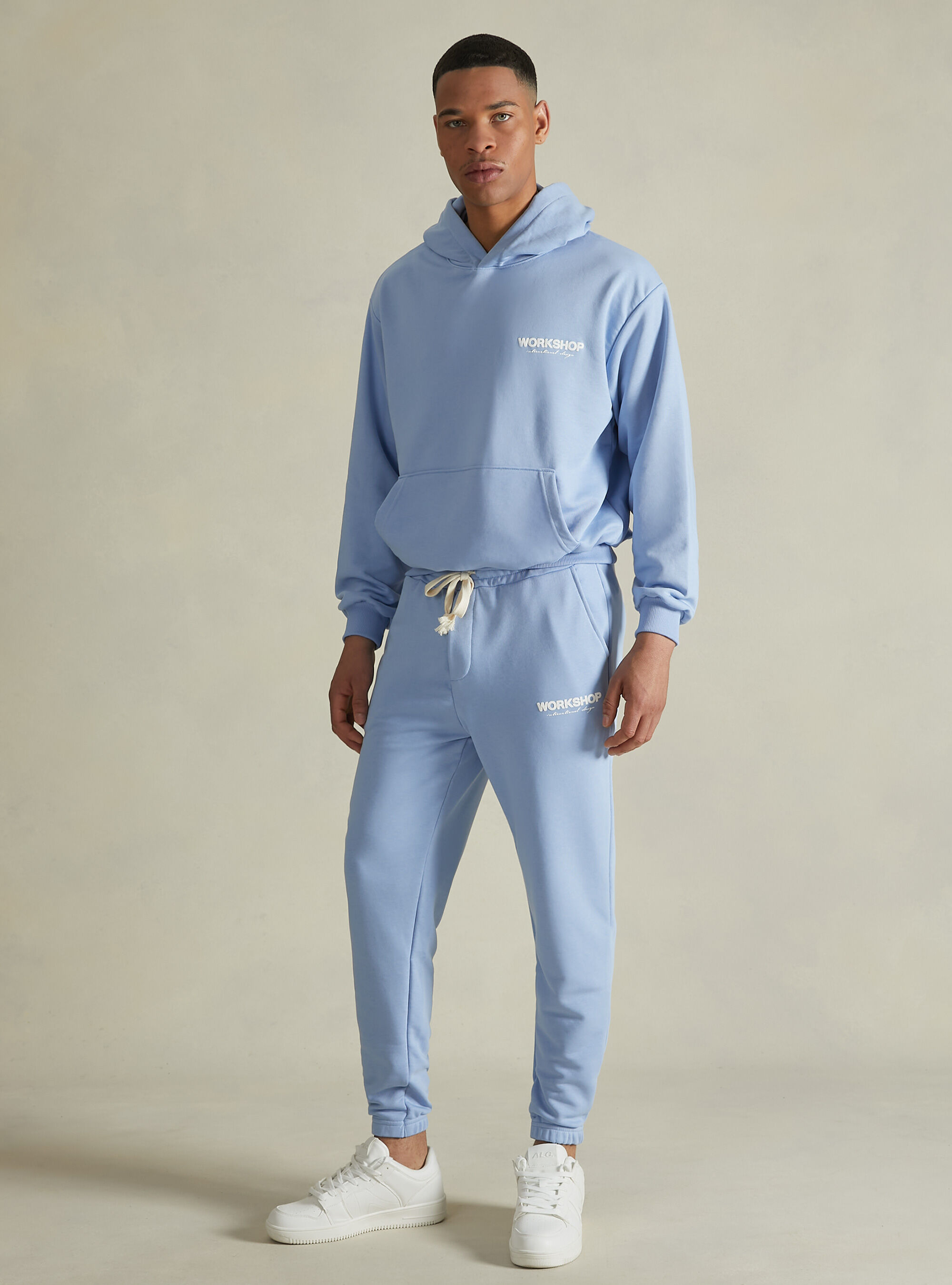 Boxy fit sweatshirt with Workshop print, AZ3 AZURE LIGHT