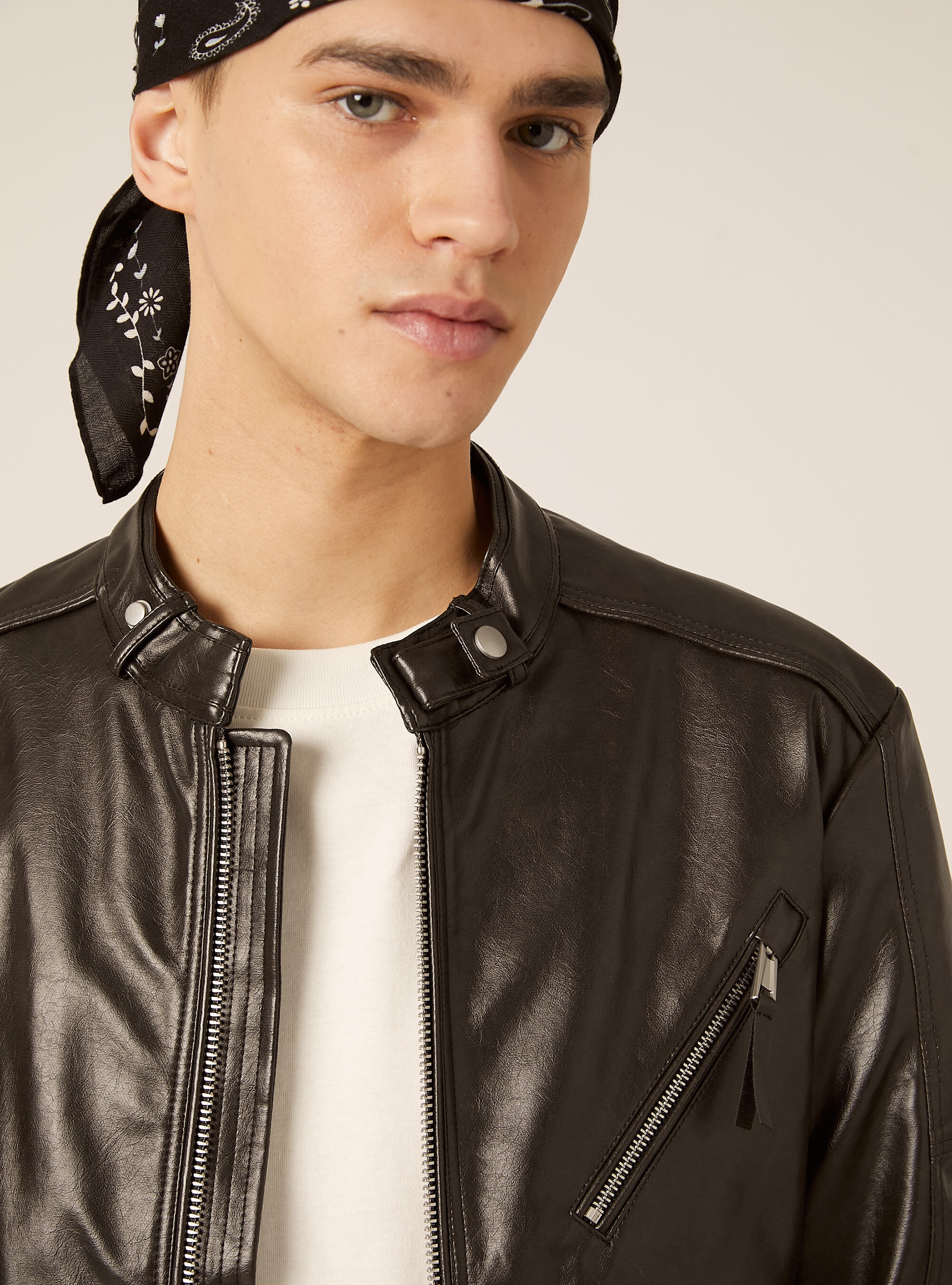 Leather-effect biker jacket, BK1 BLACK