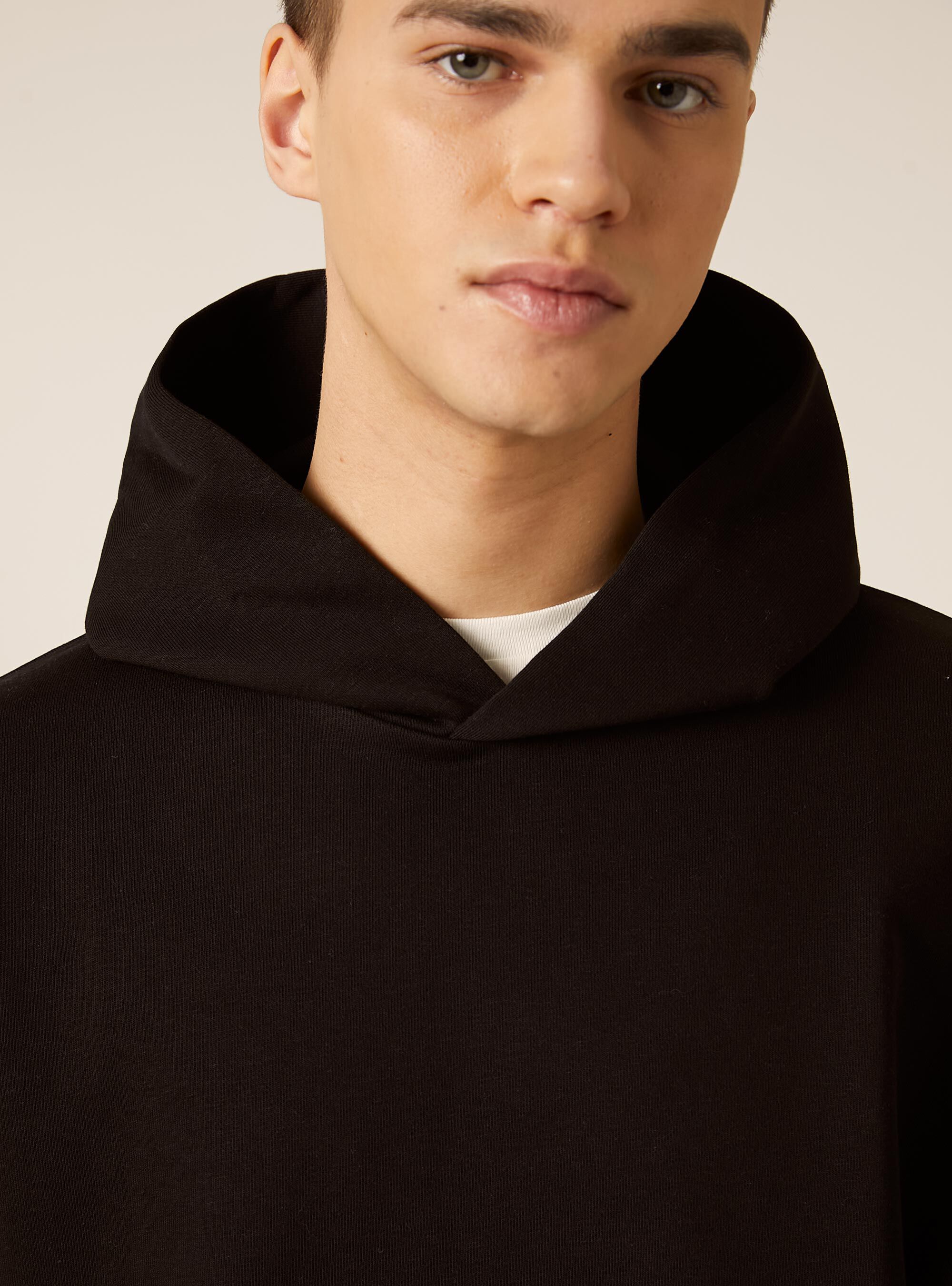 Boxy fit hooded sweatshirt, BK1 BLACK