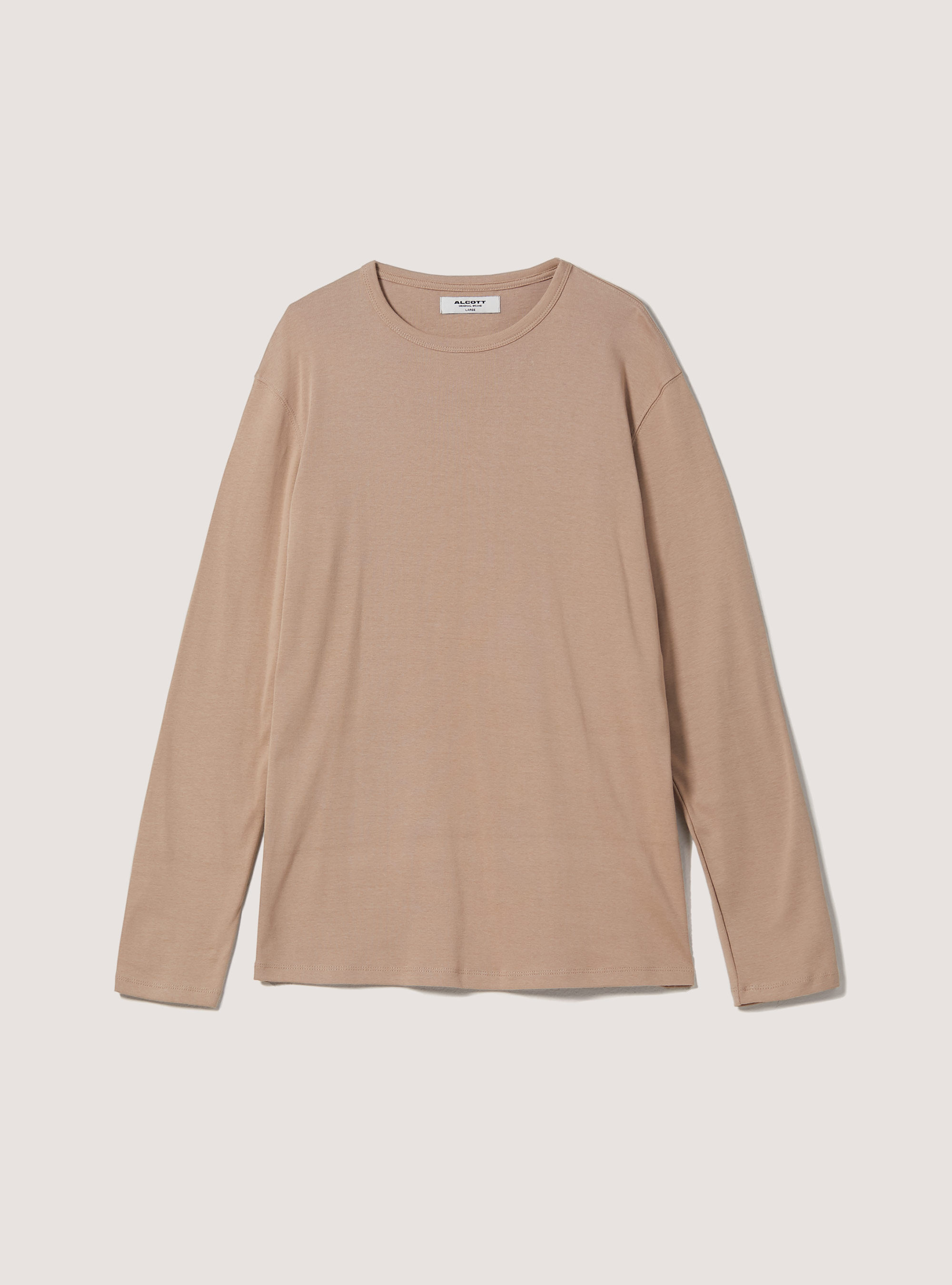 Maglietta a maniche lunghe in cotone, CAMELLO