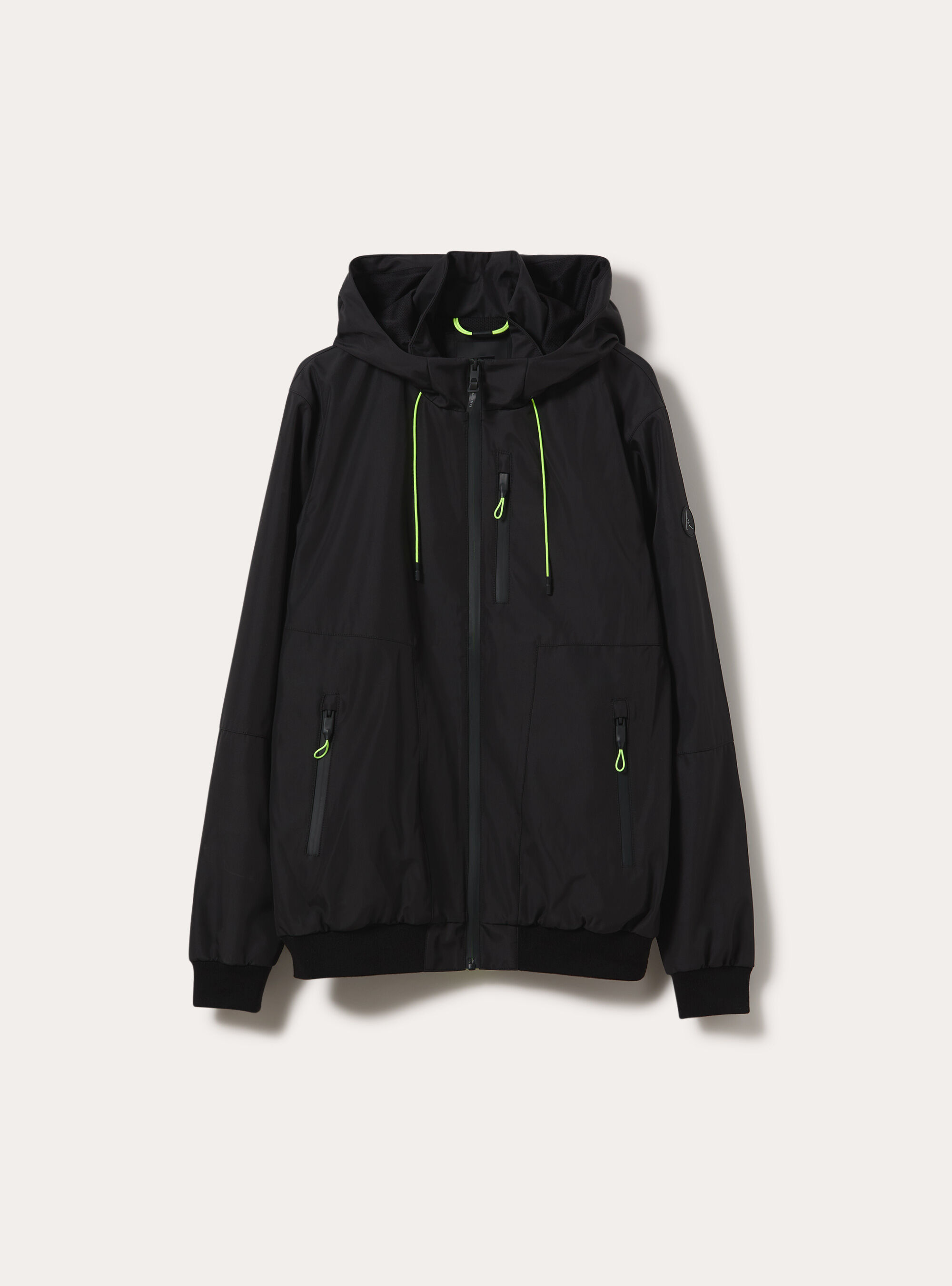 Bomber antivento con cappuccio, BK1 BLACK