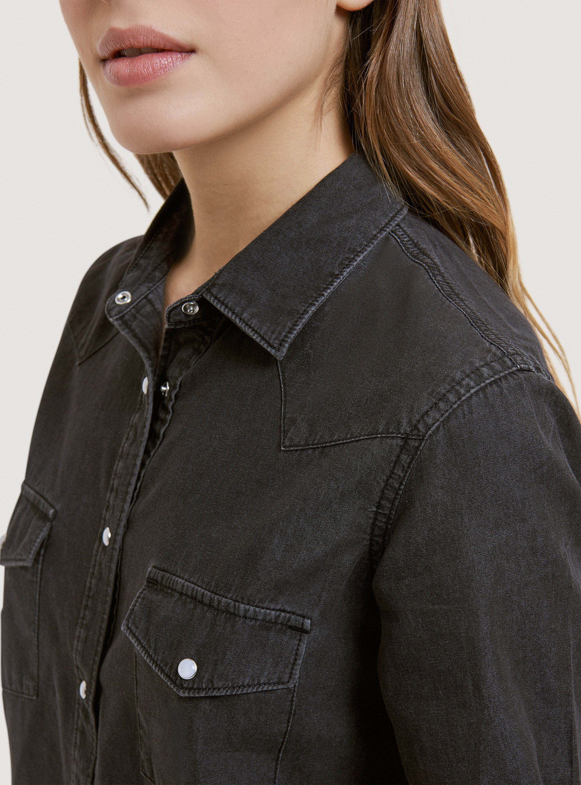 Camicia in denim, NERO