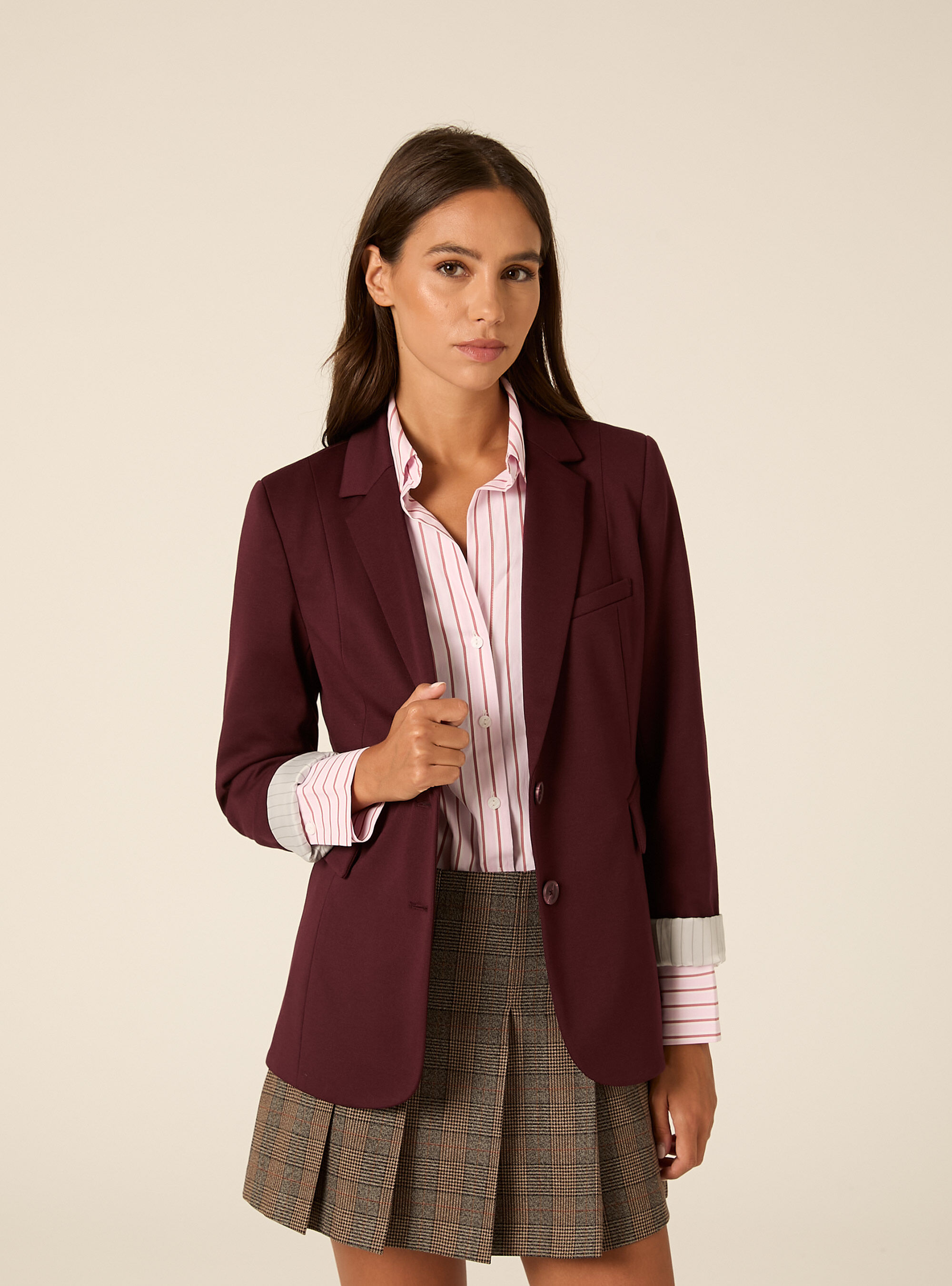 Blazer droit structure a revers