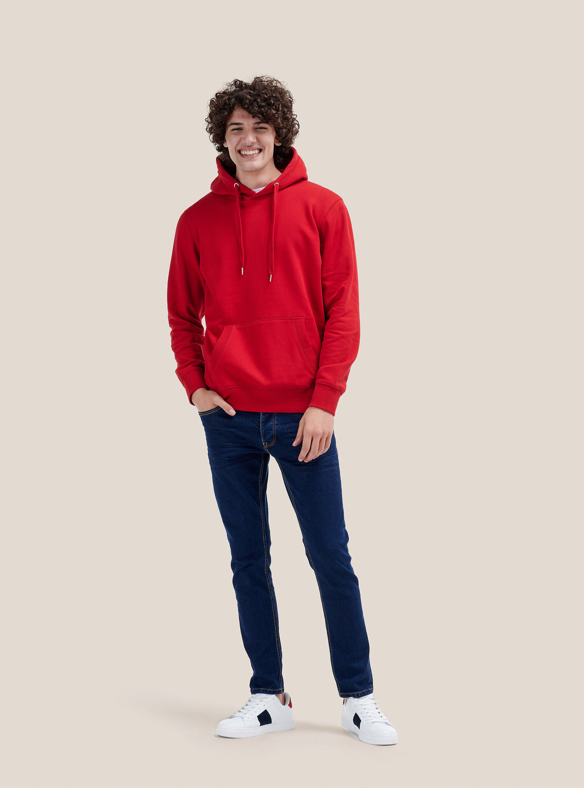 Felpa basic con cappuccio, C3402 RED