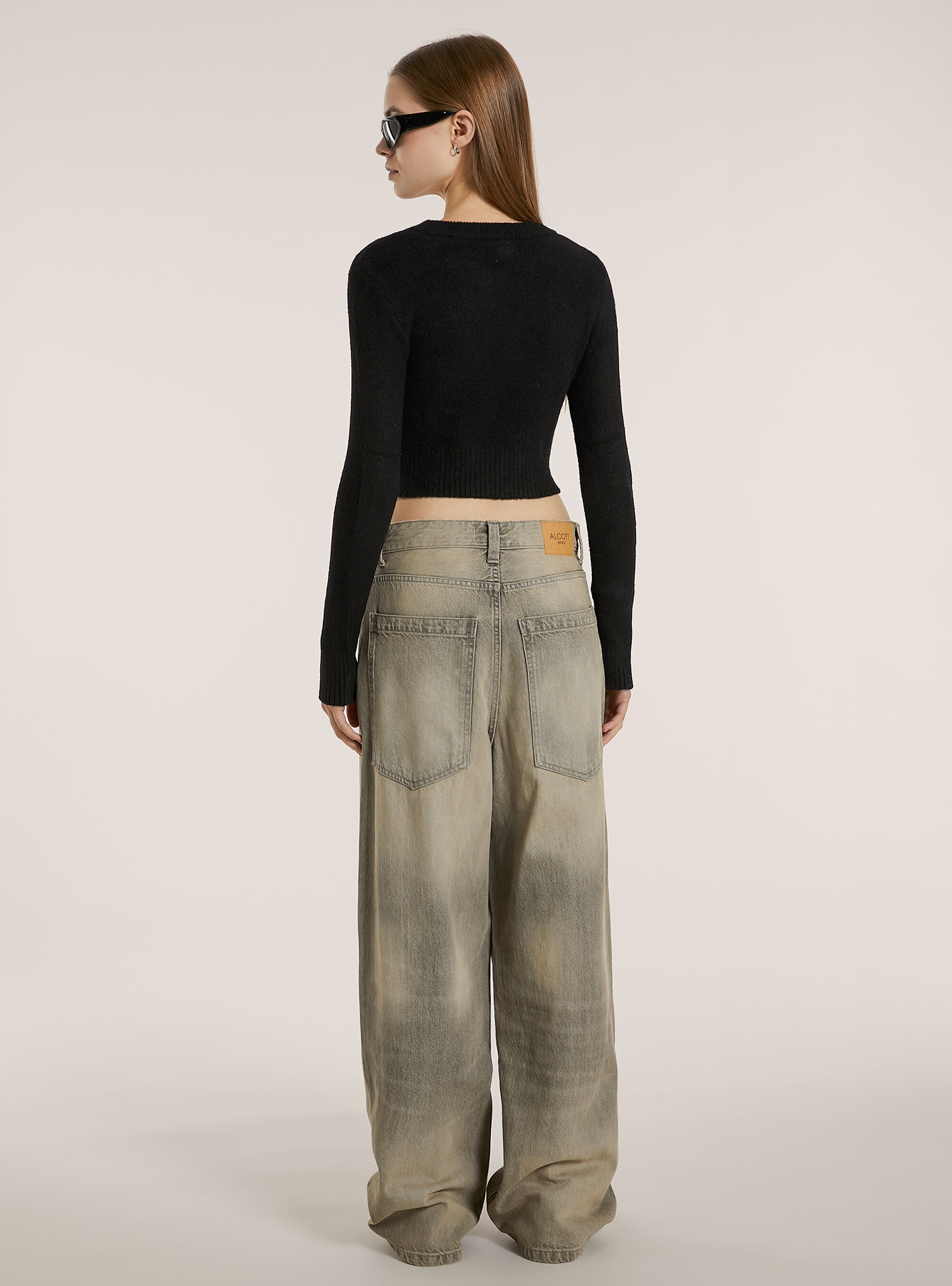 Pullover  girocollo pelo rasato, BK1 BLACK