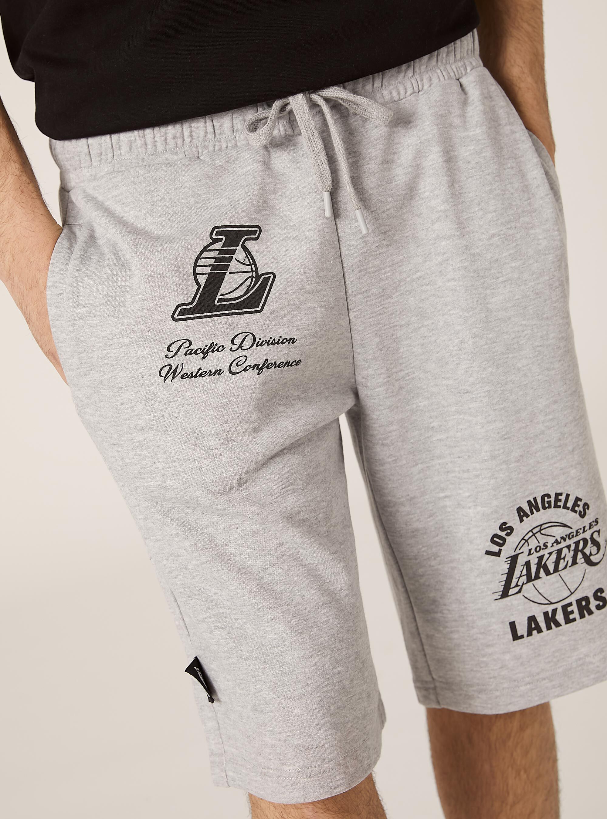 Bermuda de algod&oacute;n con estampado NBA / Alcott, MGY3 GREY MEL LIGHT