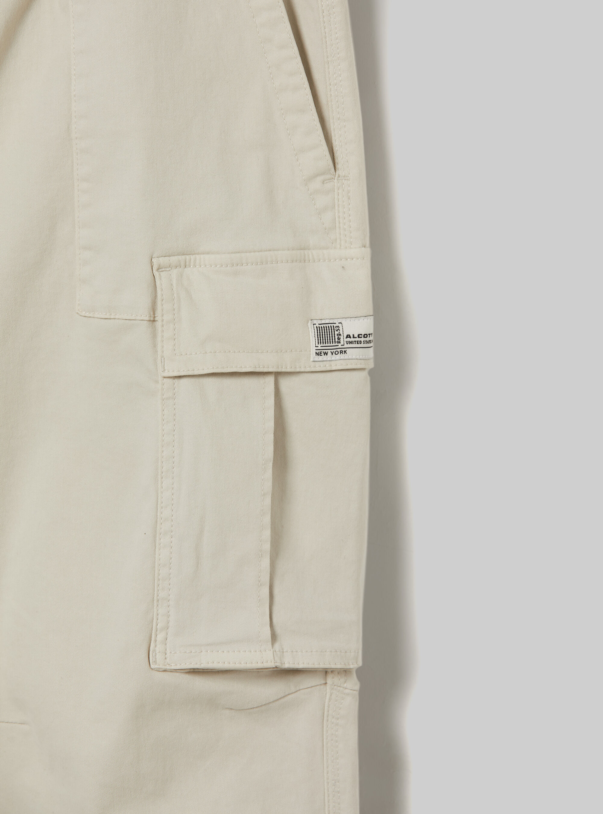 Pantaloni cargo relaxed in twill stretch, BG3 BEIGE LIGHT