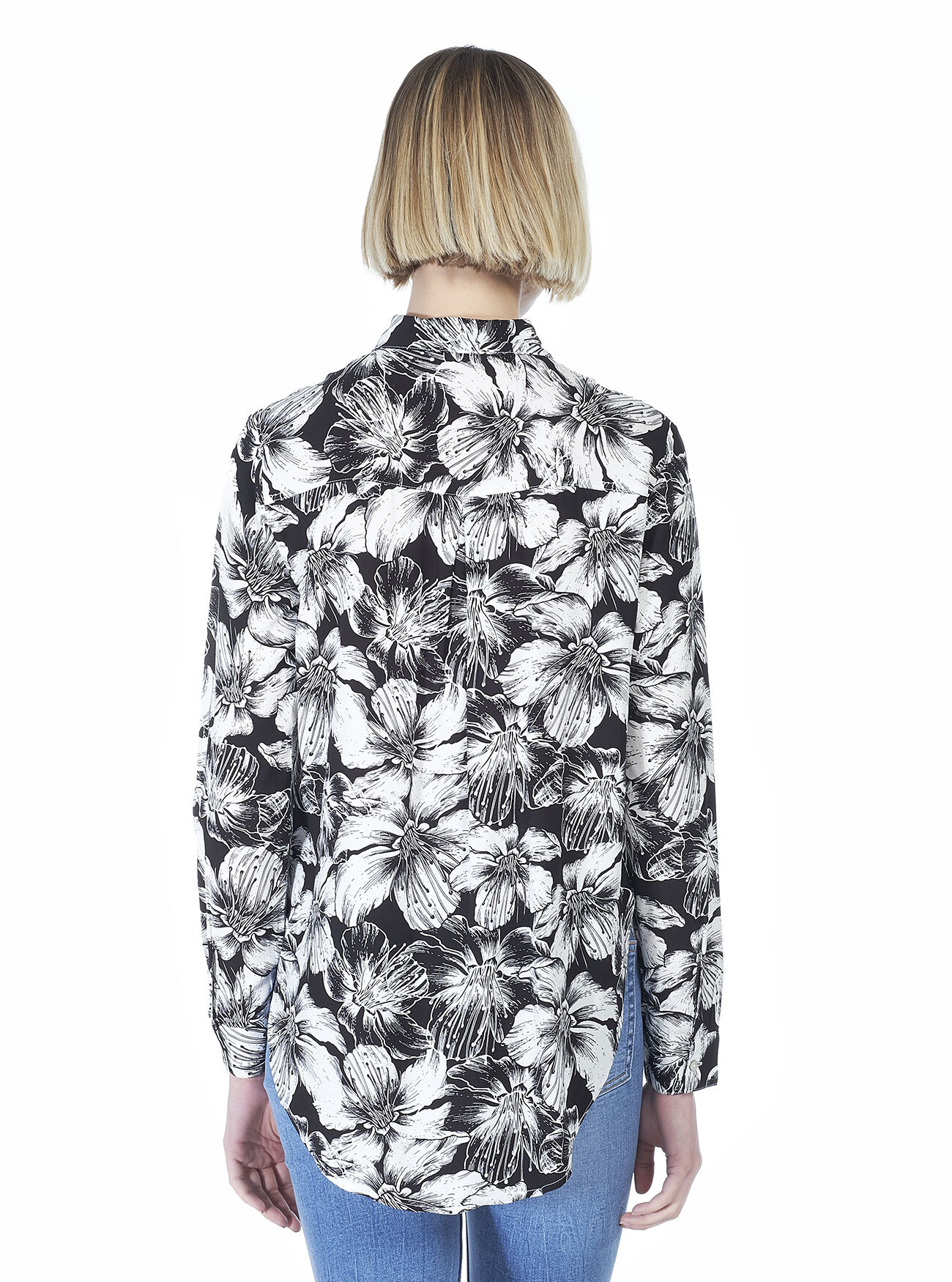 Camicia comfort fit stampa floreale bianca e nera