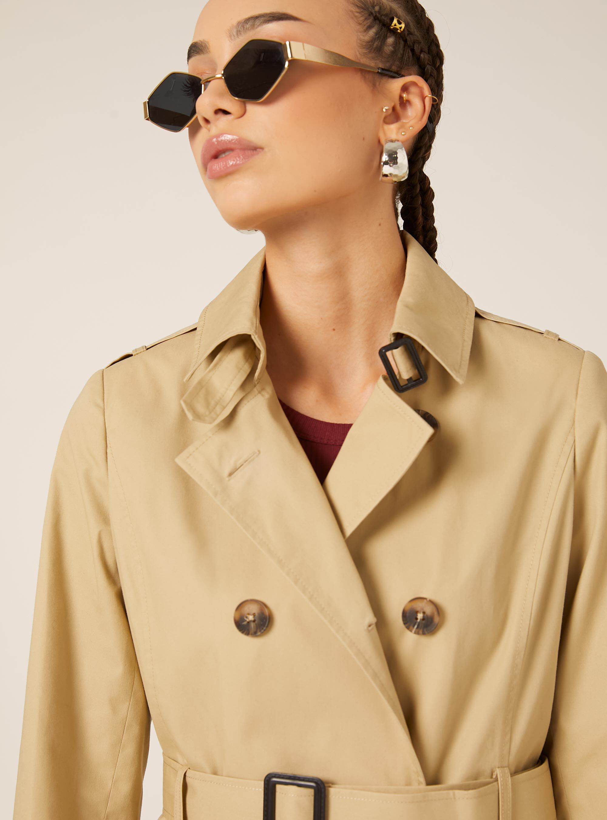 Trench con cintura, BG1 BEIGE DARK