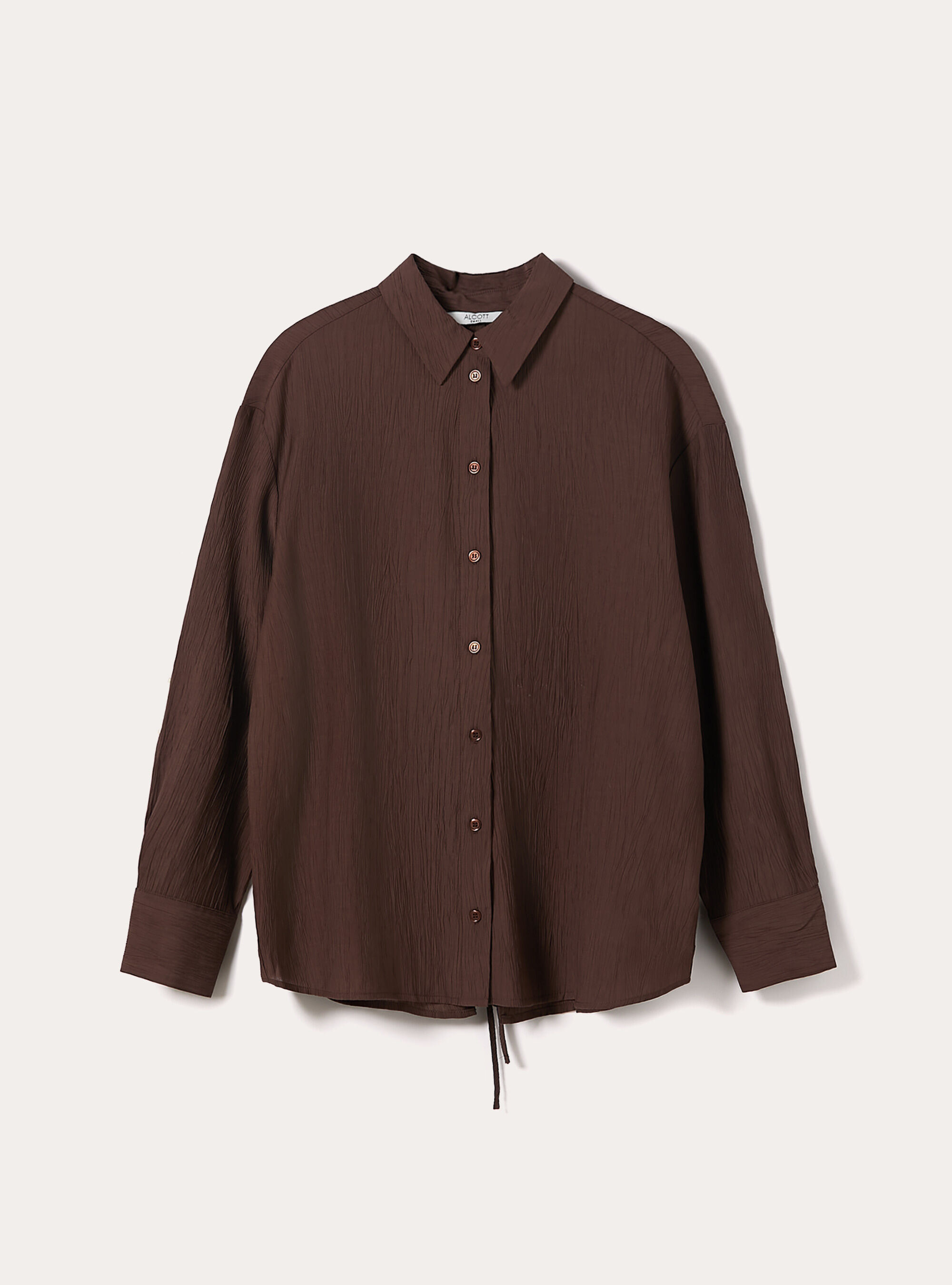 Camicia in crepe con lacci sul dietro, BR2 BROWN MEDIUM