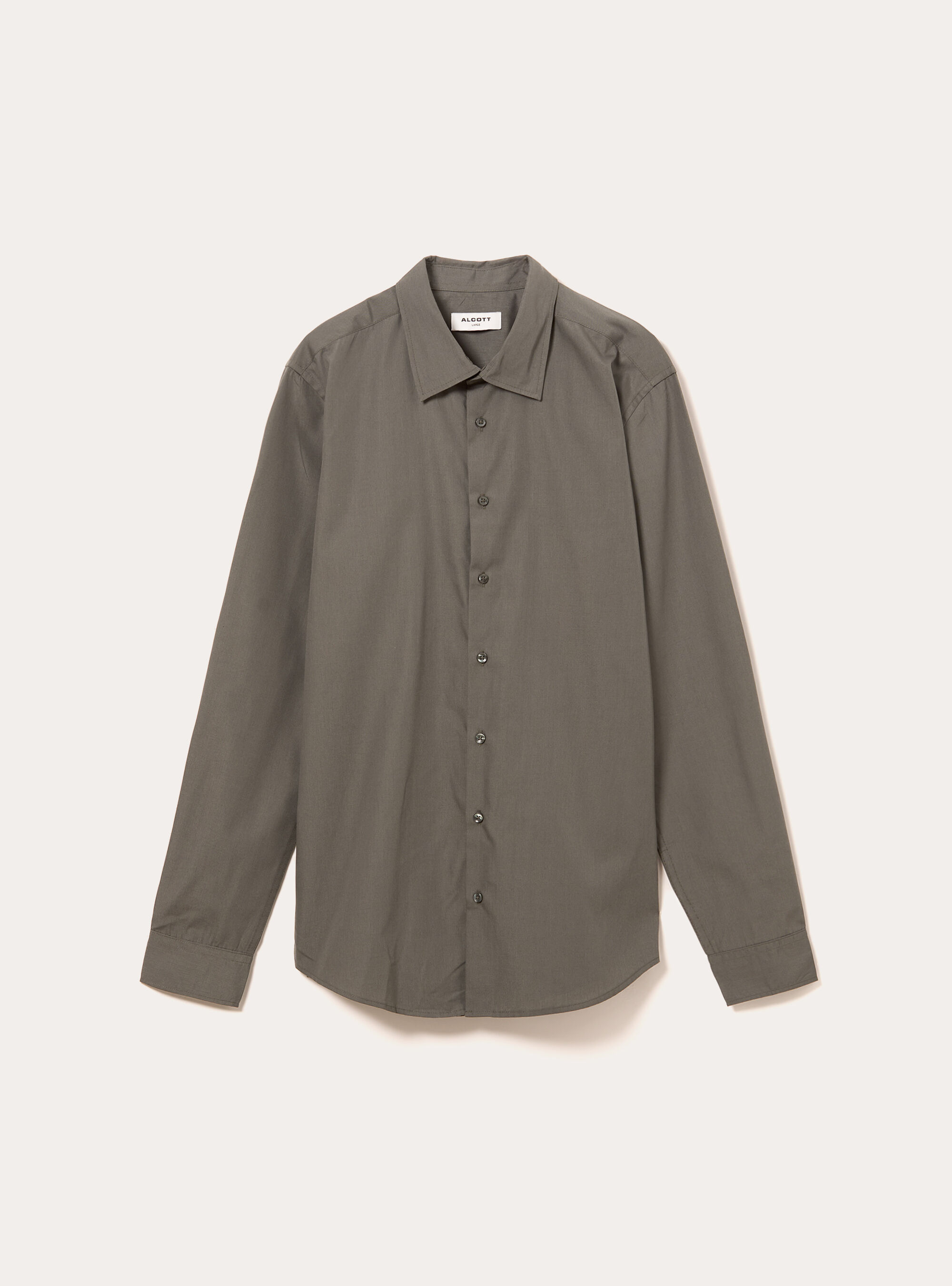 Einfarbiges Langarmhemd, KY1 KAKY DARK