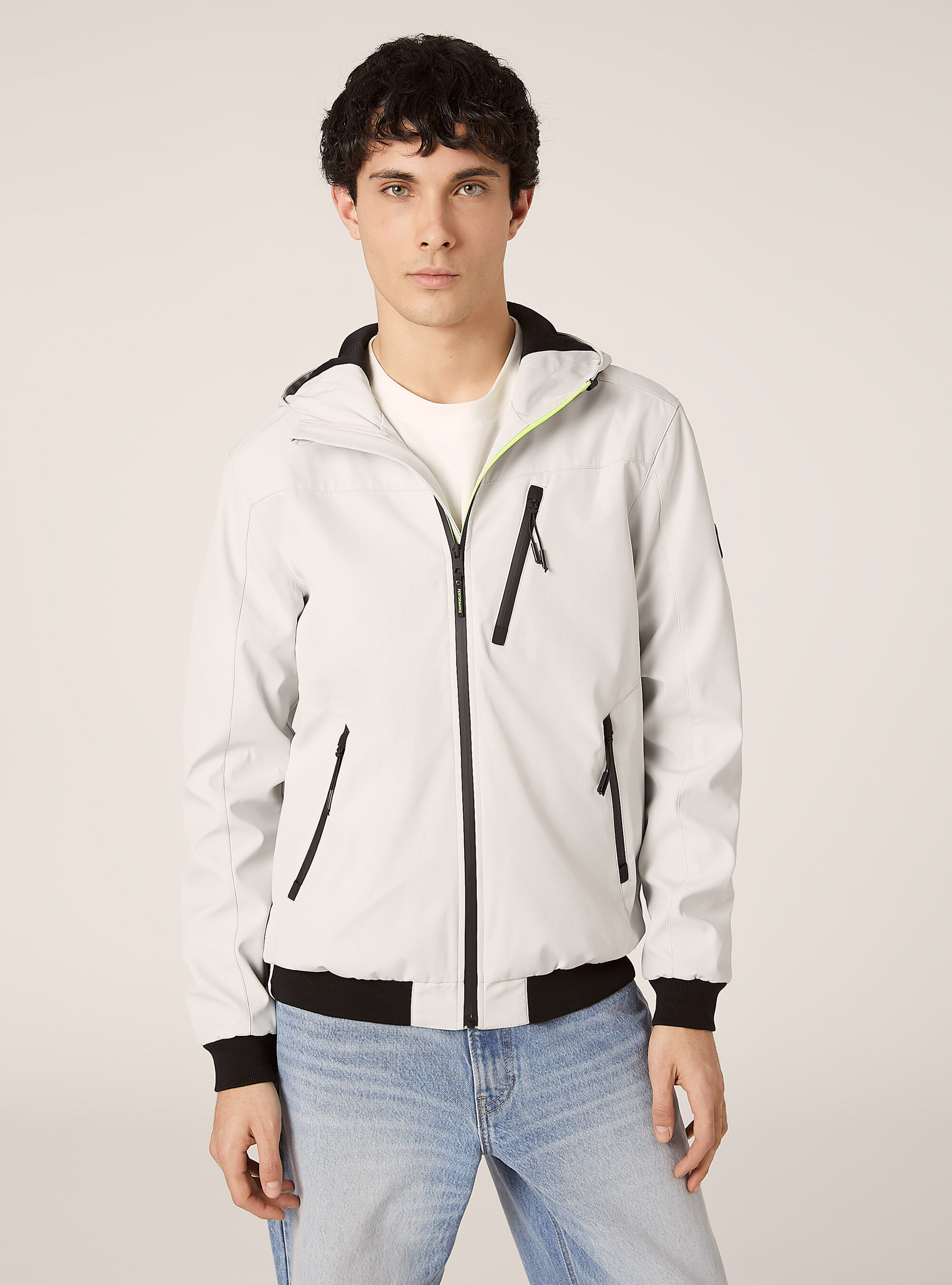 Cazadora cortaviento con capucha, WH1 OFF WHITE