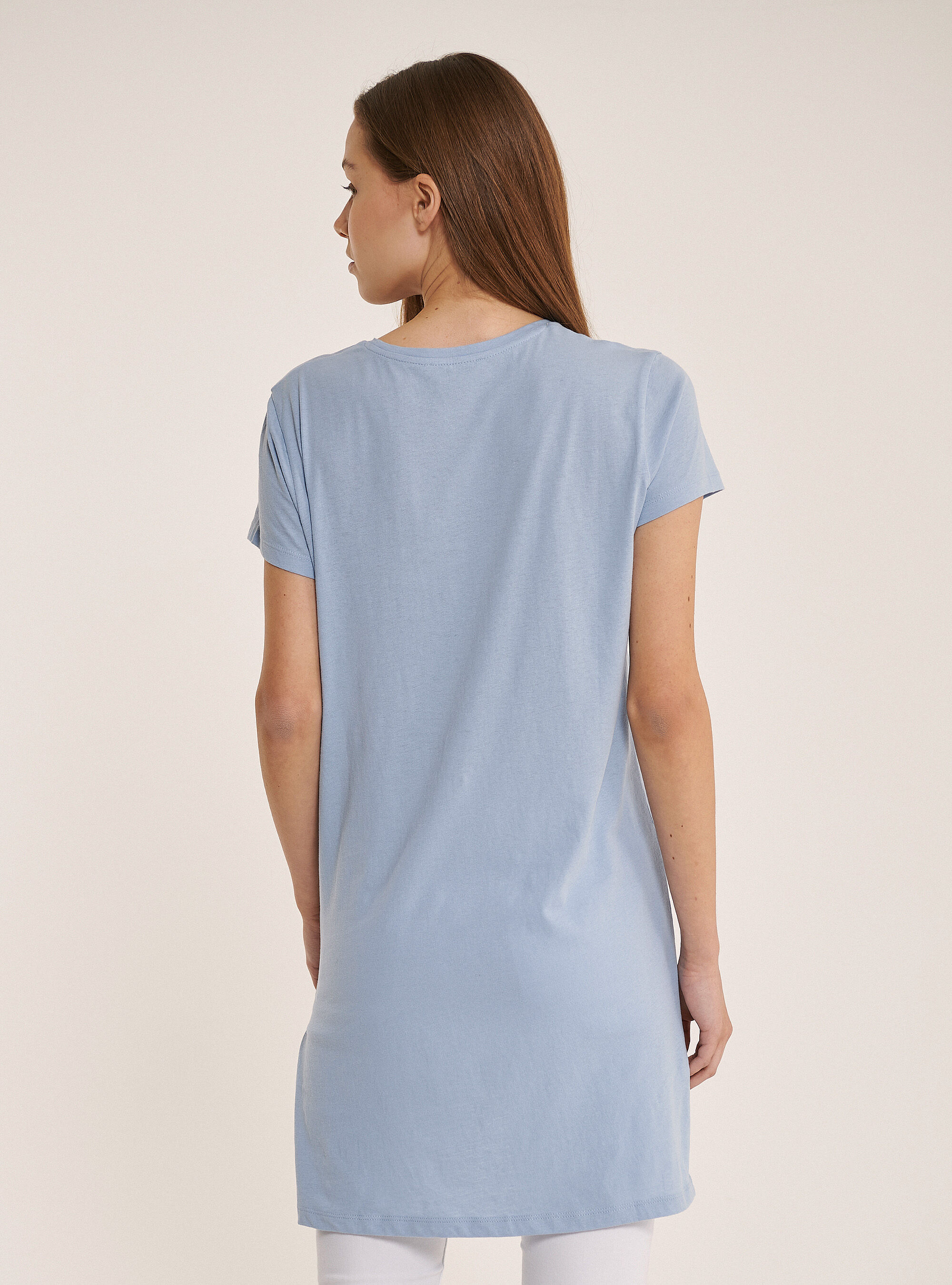 Oversized plain cotton T-shirt, AZURE
