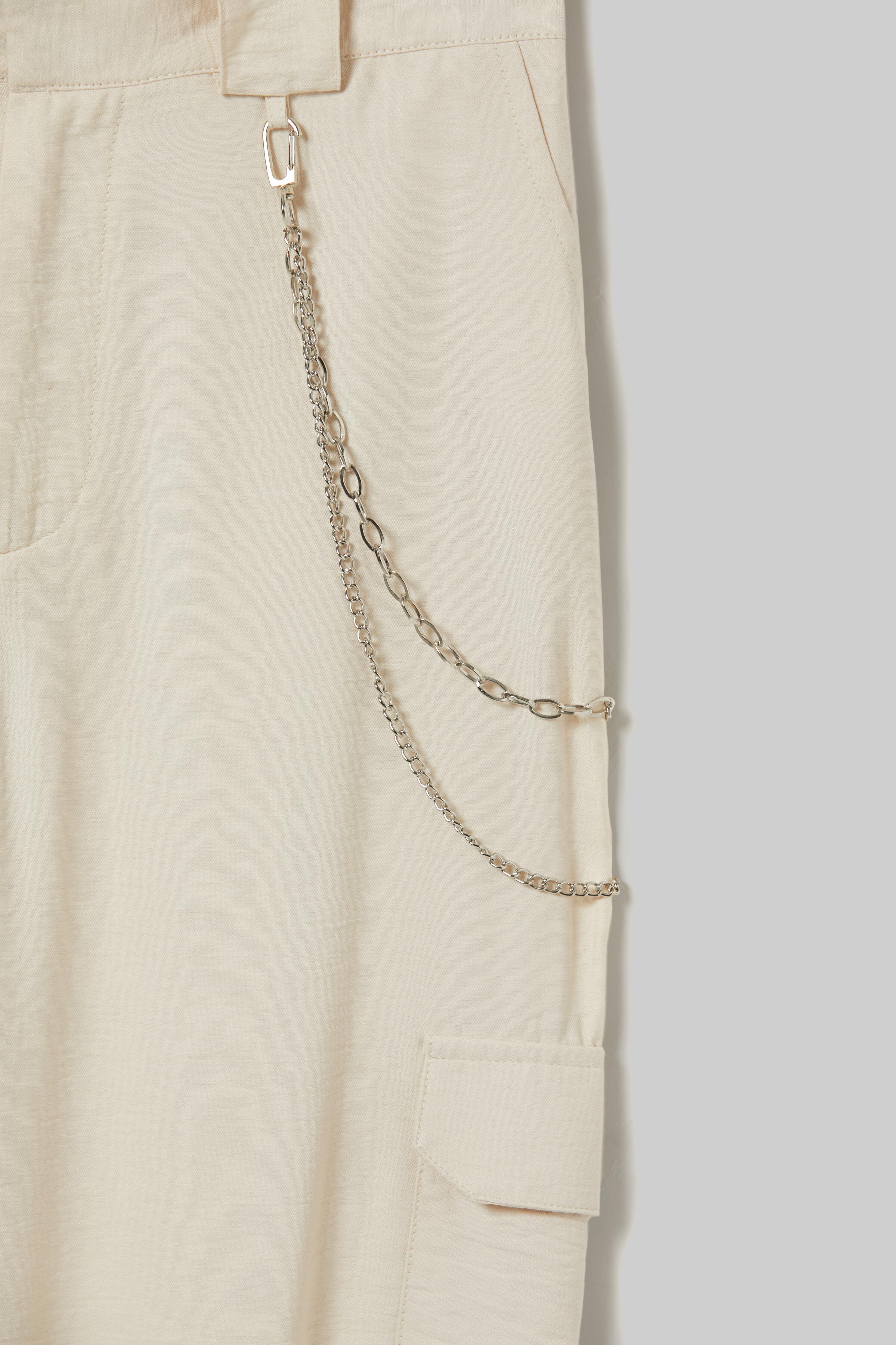 Linen blend chain trousers, WH2 WHITE